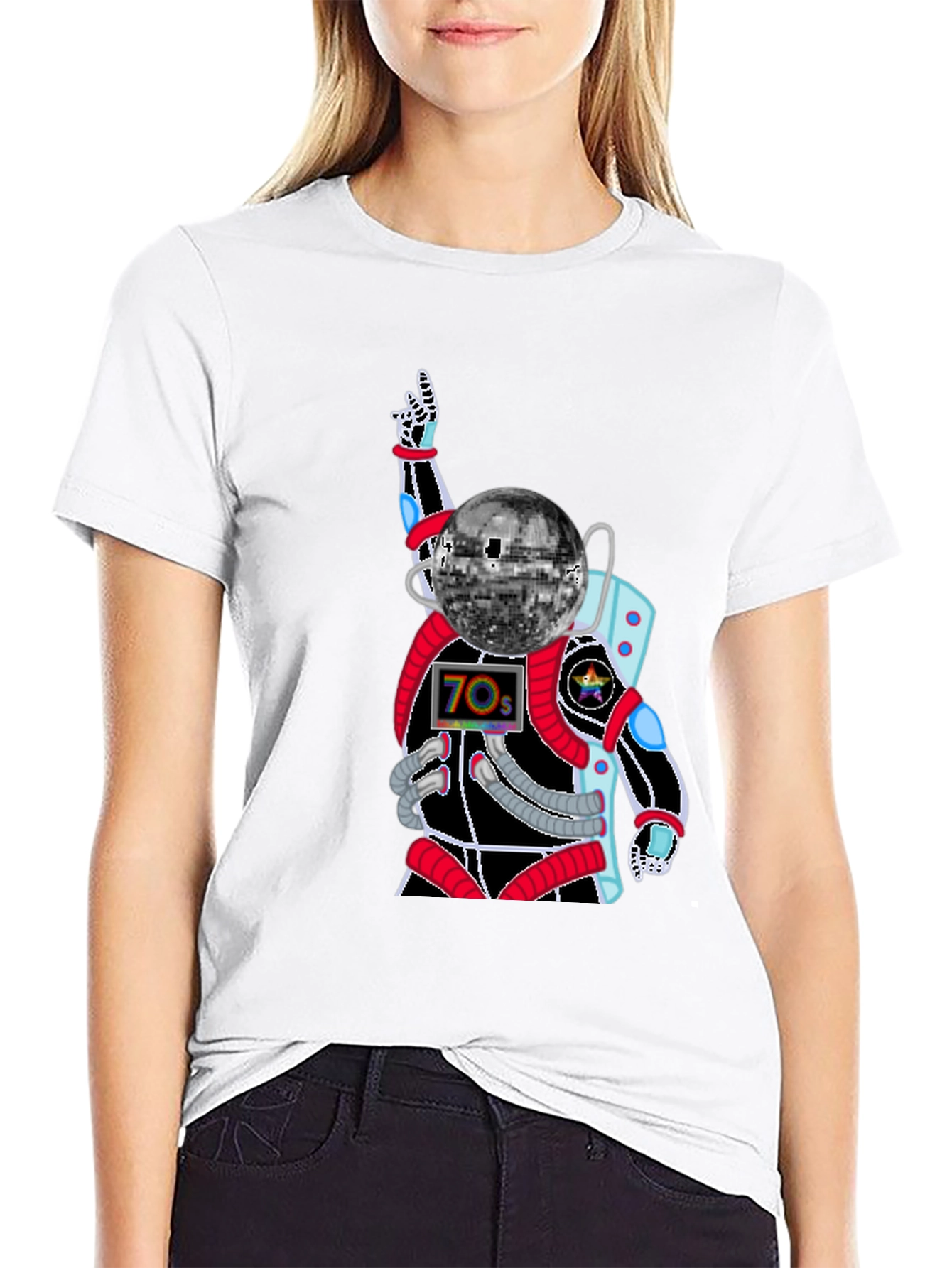 Retro Disco Astronaut T-Shirt - 70s Space Groove
