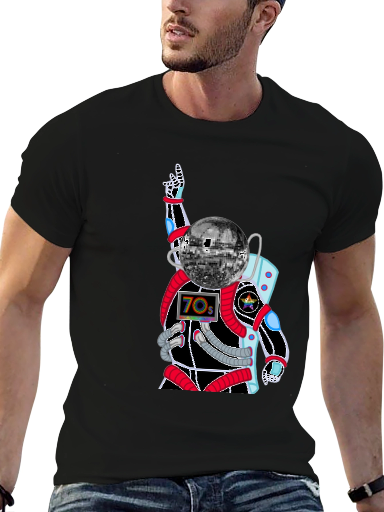 Retro Disco Astronaut T-Shirt - 70s Space Groove