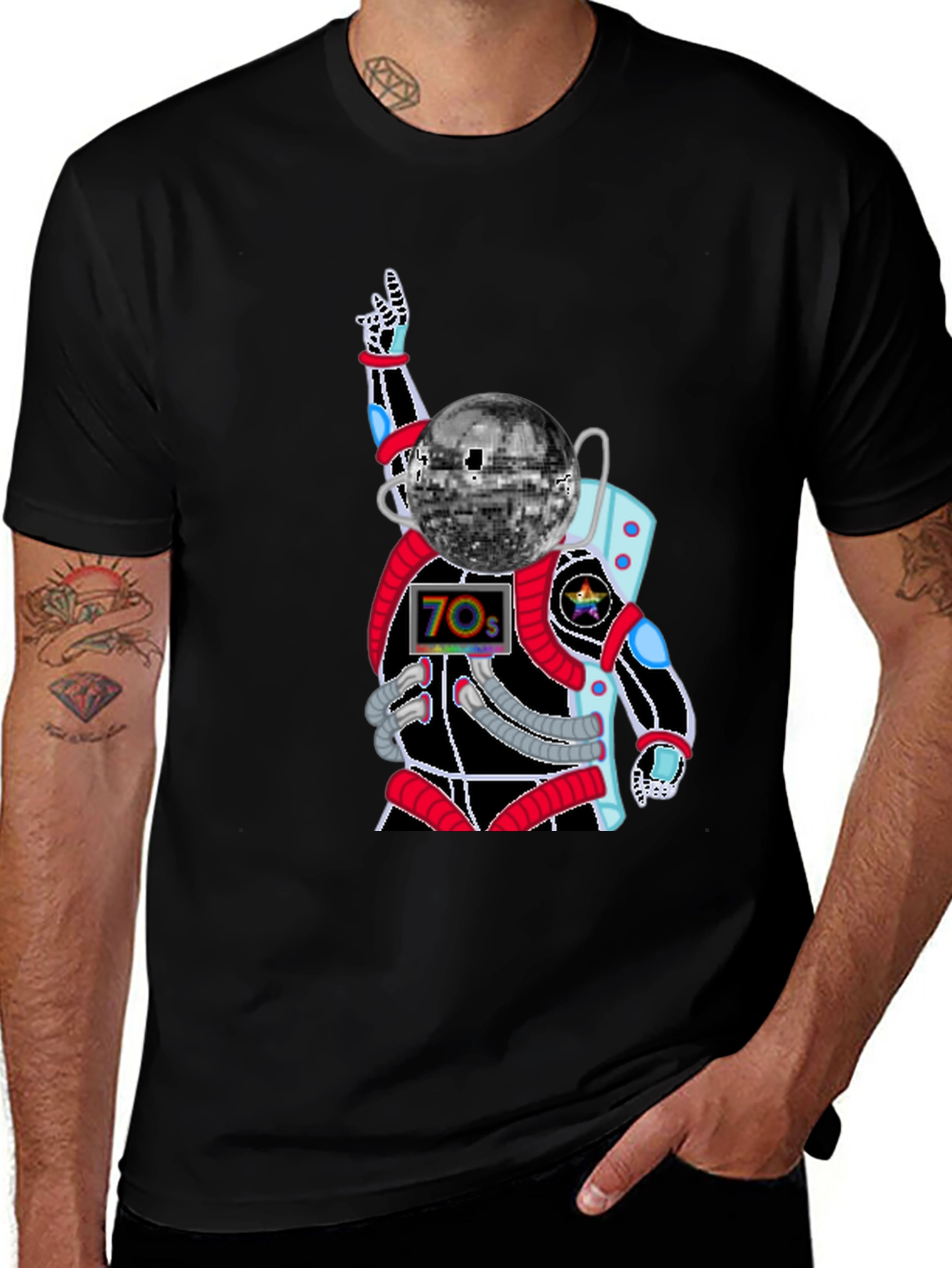 Retro Disco Astronaut T-Shirt - 70s Space Groove