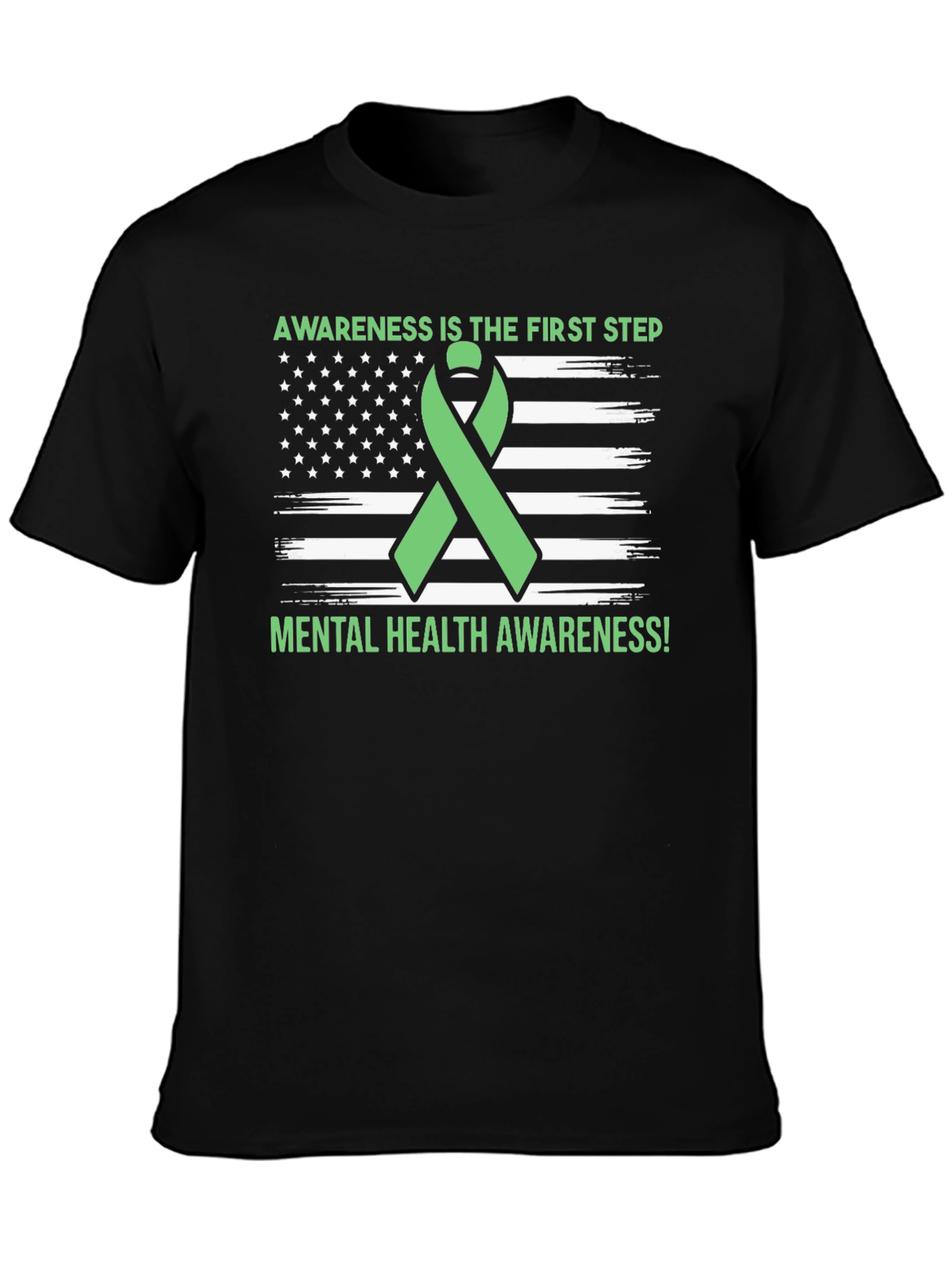 Mental Health Awareness Ribbon USA Flag T-Shirt