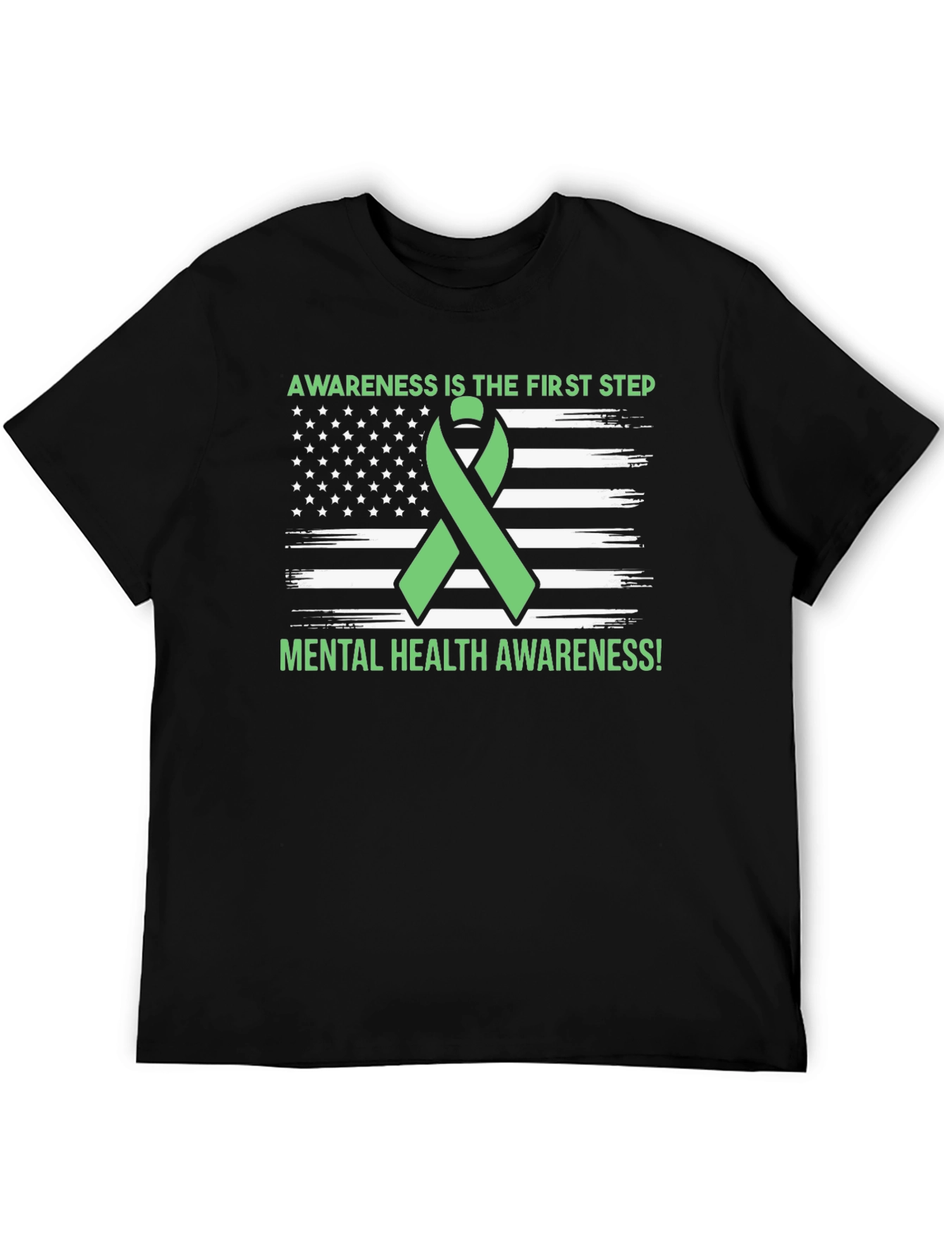 Mental Health Awareness Ribbon USA Flag T-Shirt
