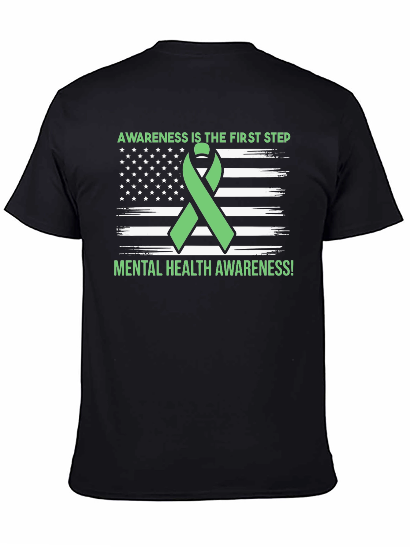 Mental Health Awareness Ribbon USA Flag T-Shirt