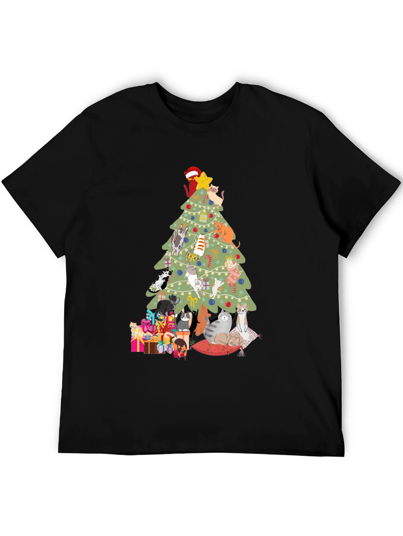 Cat Christmas Tree T-Shirt Holiday Tee