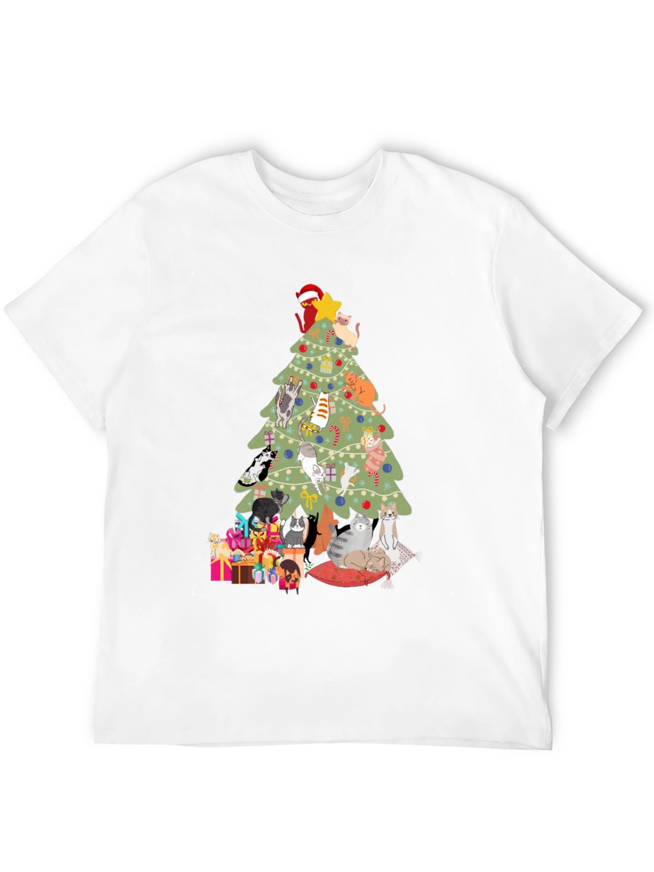 Cat Christmas Tree T-Shirt Holiday Tee