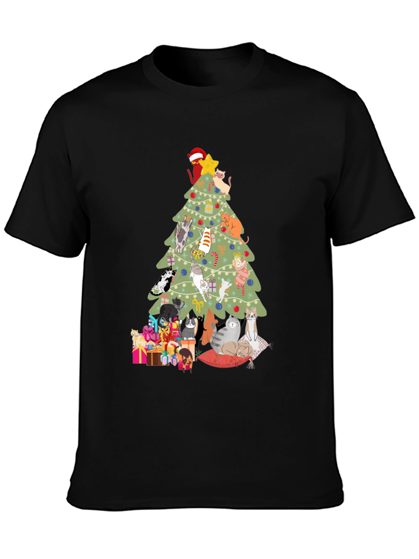 Cat Christmas Tree T-Shirt Holiday Tee