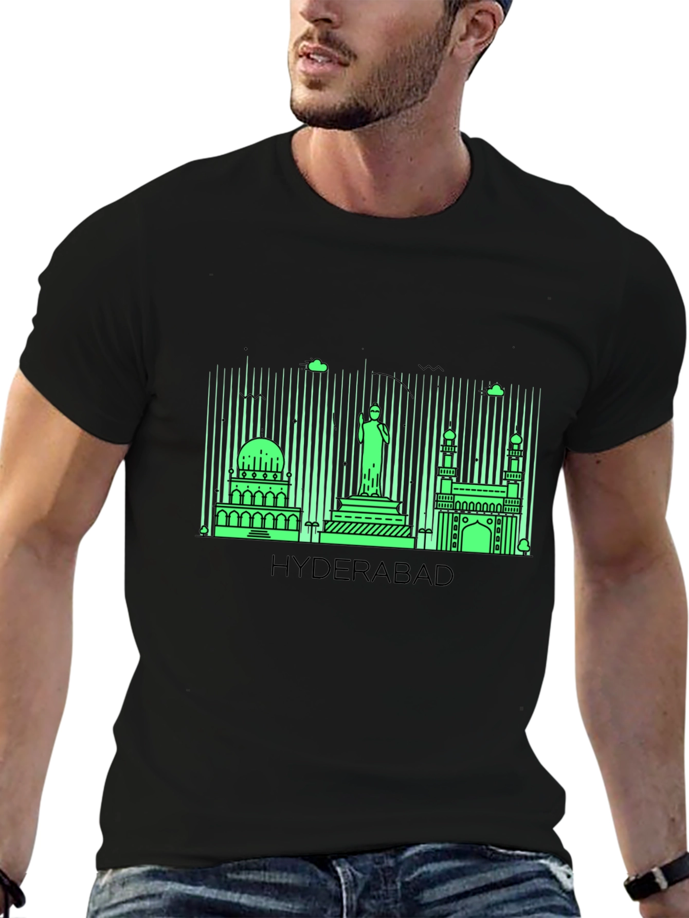 Hyderabad Skyline Graphic Tee - Trendy City Souvenir