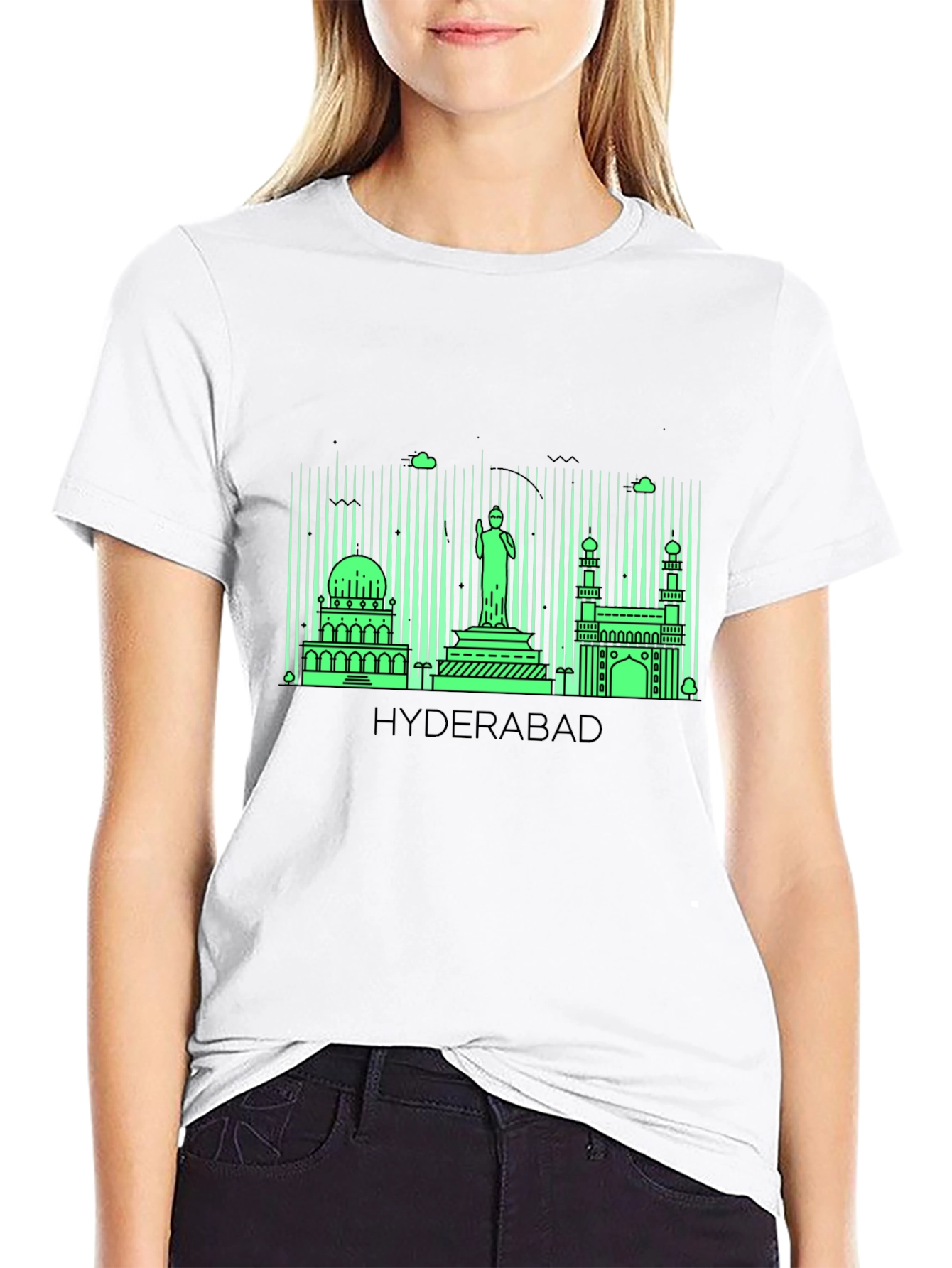 Hyderabad Skyline Graphic Tee - Trendy City Souvenir
