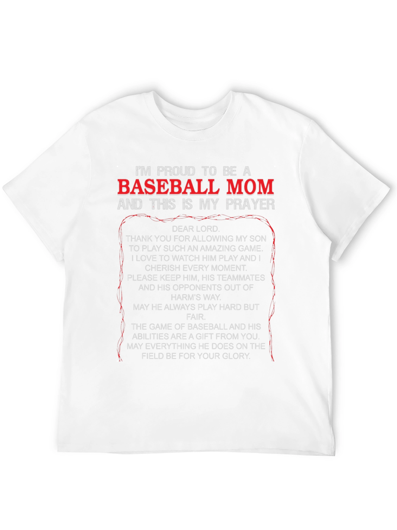 Proud Baseball Mom Prayer T-Shirt