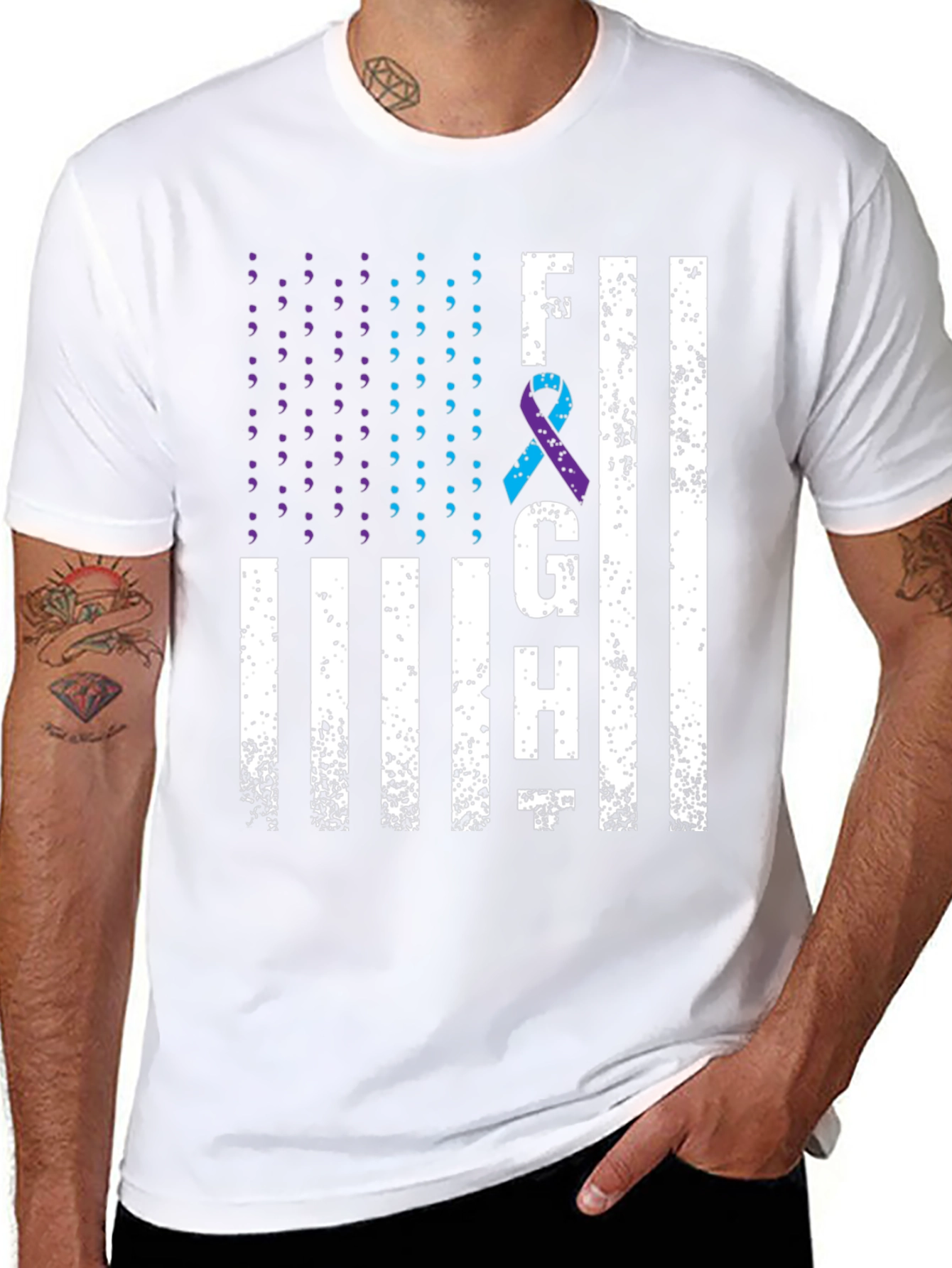 Fight Graphic T-Shirt Suicide Awareness Ribbon Tee
