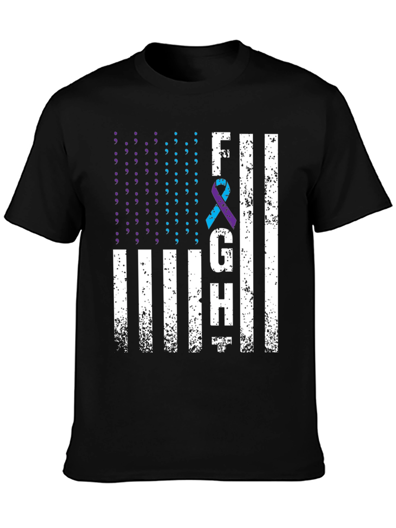Fight Graphic T-Shirt Suicide Awareness Ribbon Tee