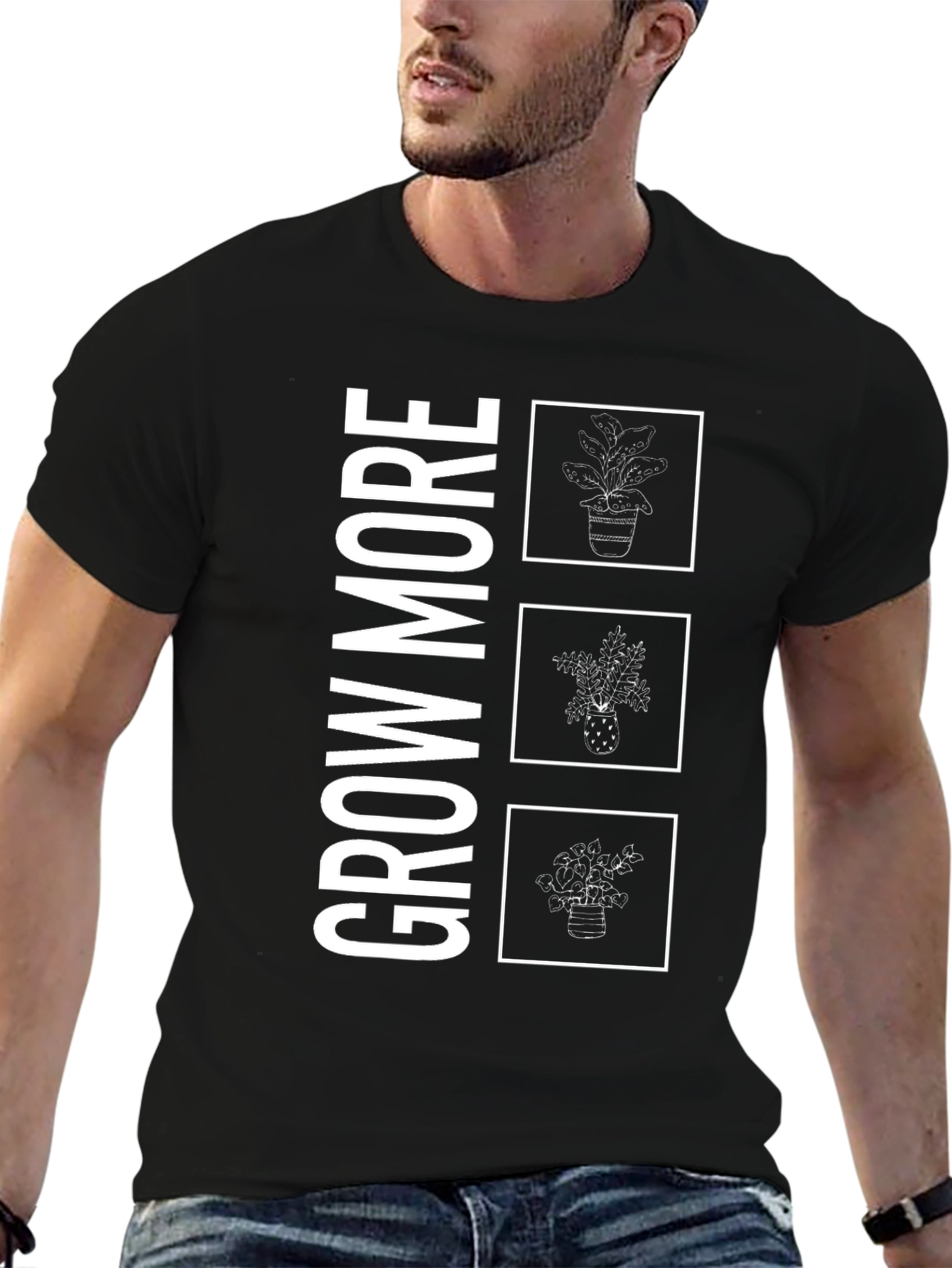 Grow More Plant T-Shirt - Black Graphic Tee