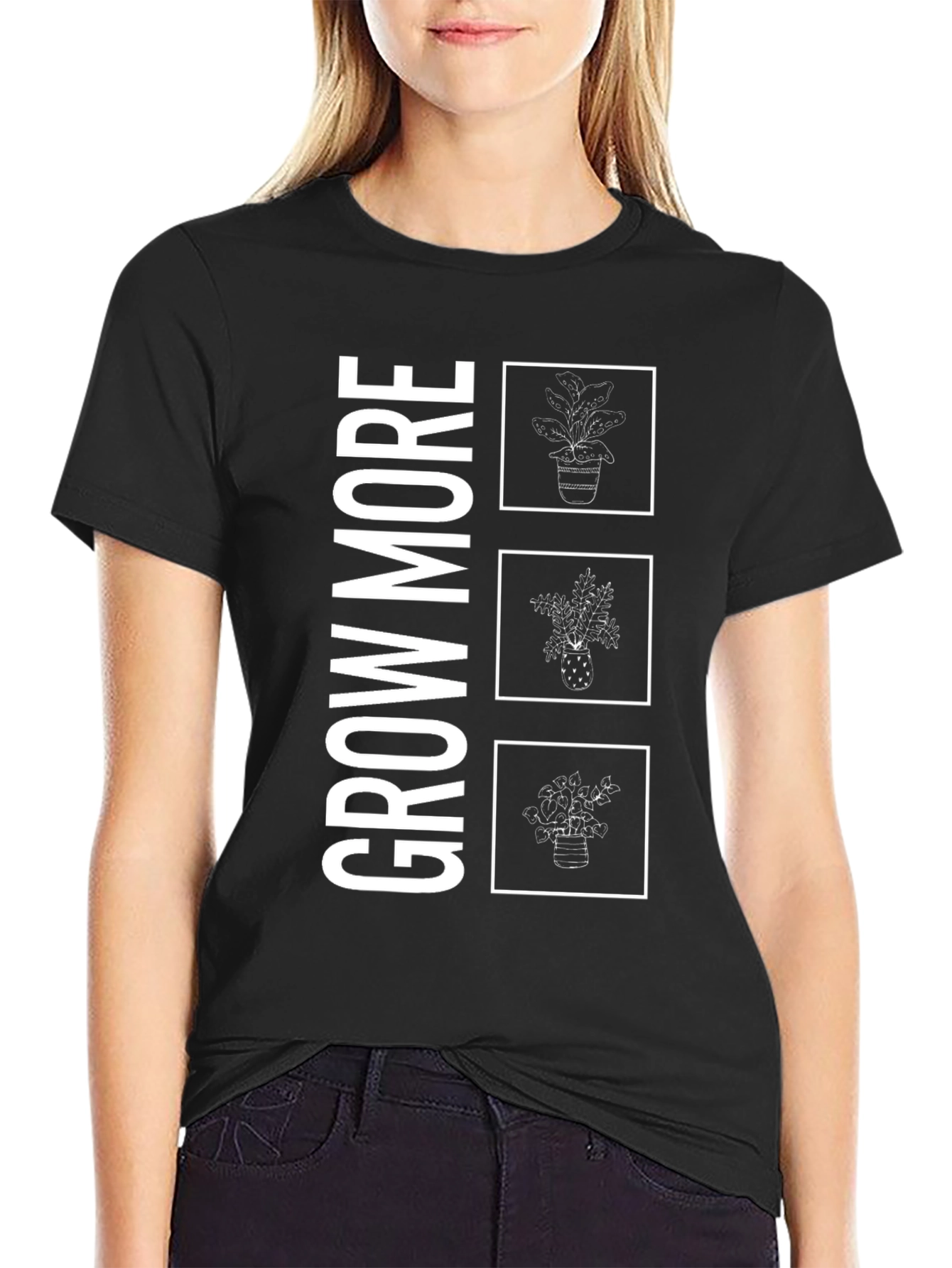 Grow More Plant T-Shirt - Black Graphic Tee