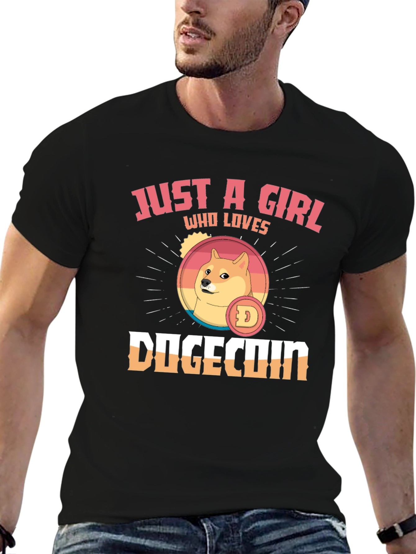 Just A Girl Who Loves Dogecoin Black T-Shirt