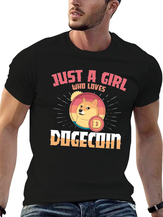 Just A Girl Who Loves Dogecoin Black T-Shirt