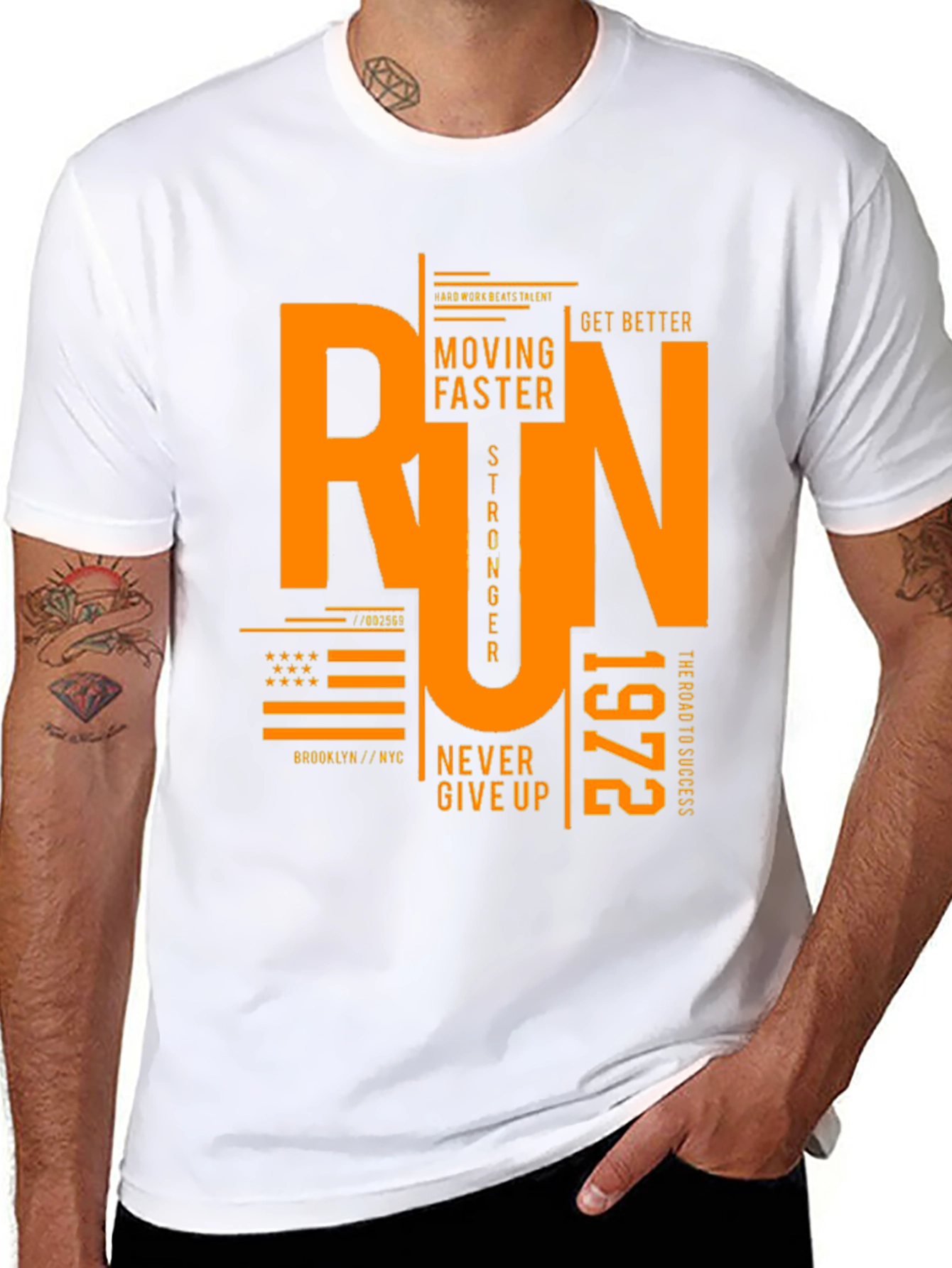 Run Graphic Print Black T-Shirt