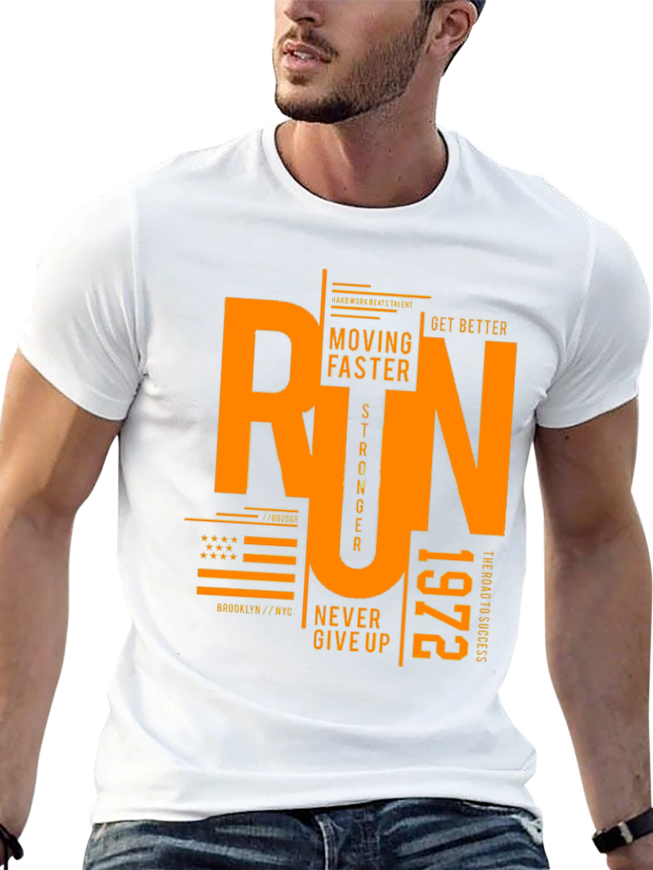 Run Graphic Print Black T-Shirt