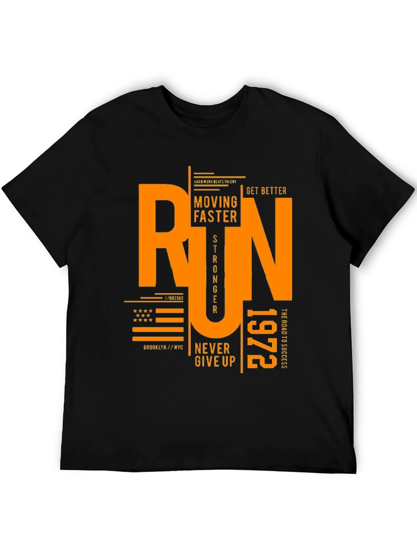 Run Graphic Print Black T-Shirt