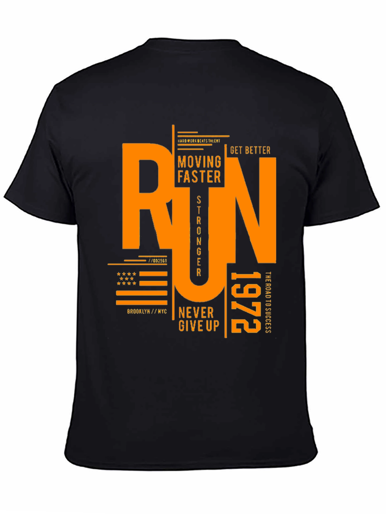 Run Graphic Print Black T-Shirt
