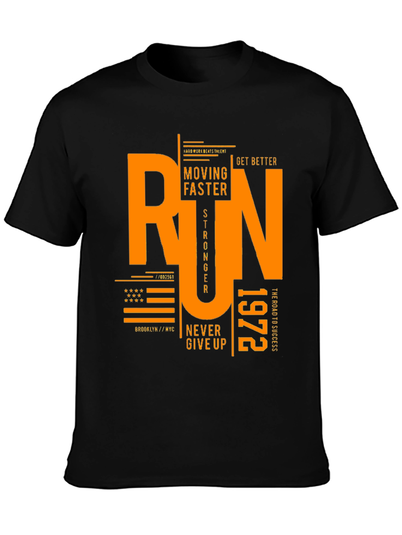 Run Graphic Print Black T-Shirt