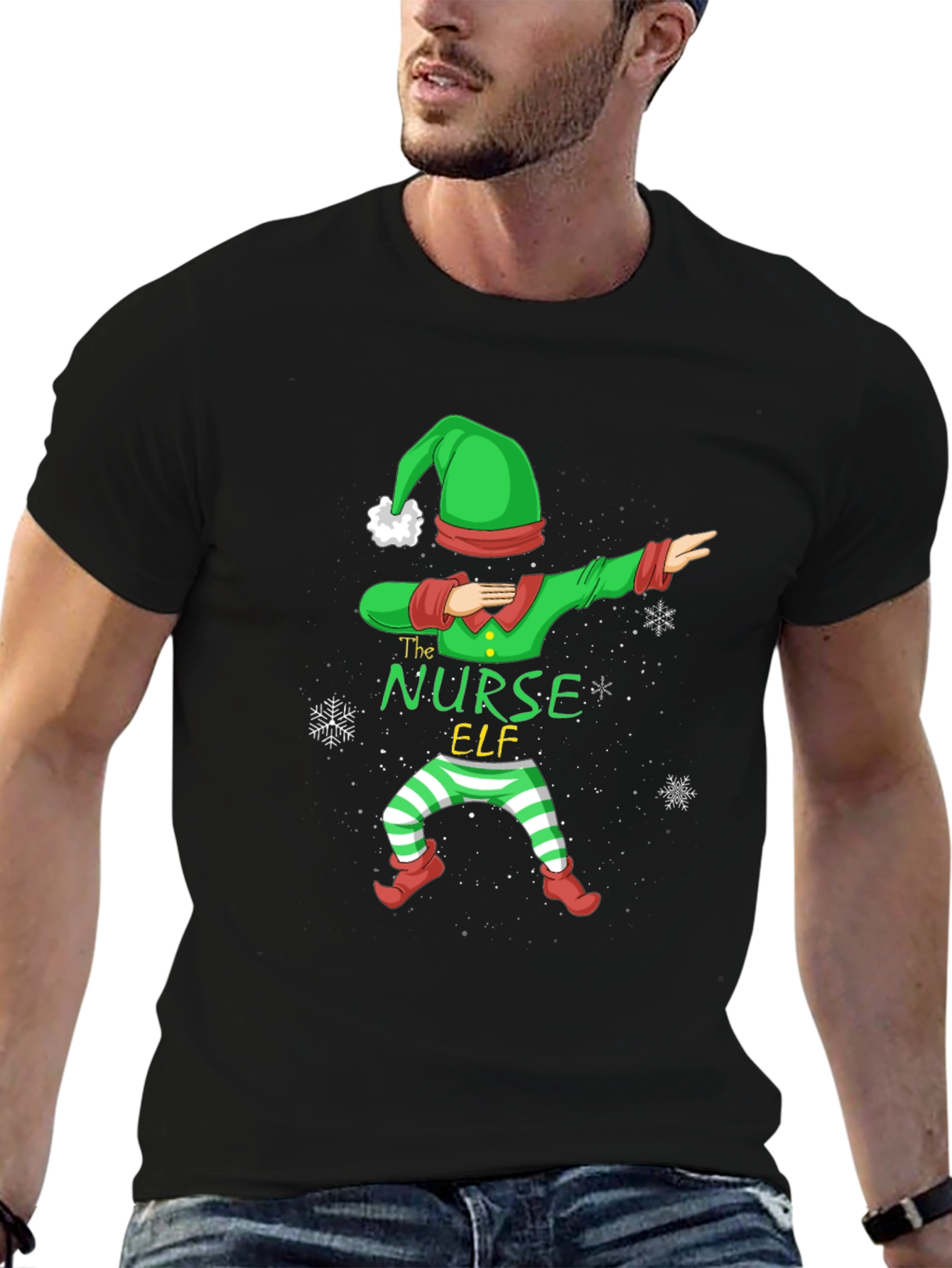 Nurse Elf Dabbing Christmas Holiday T-Shirt