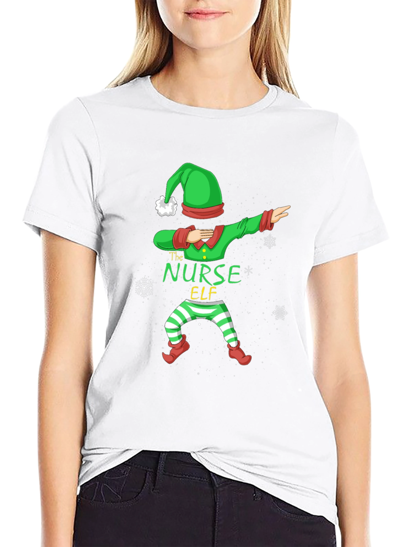 Nurse Elf Dabbing Christmas Holiday T-Shirt