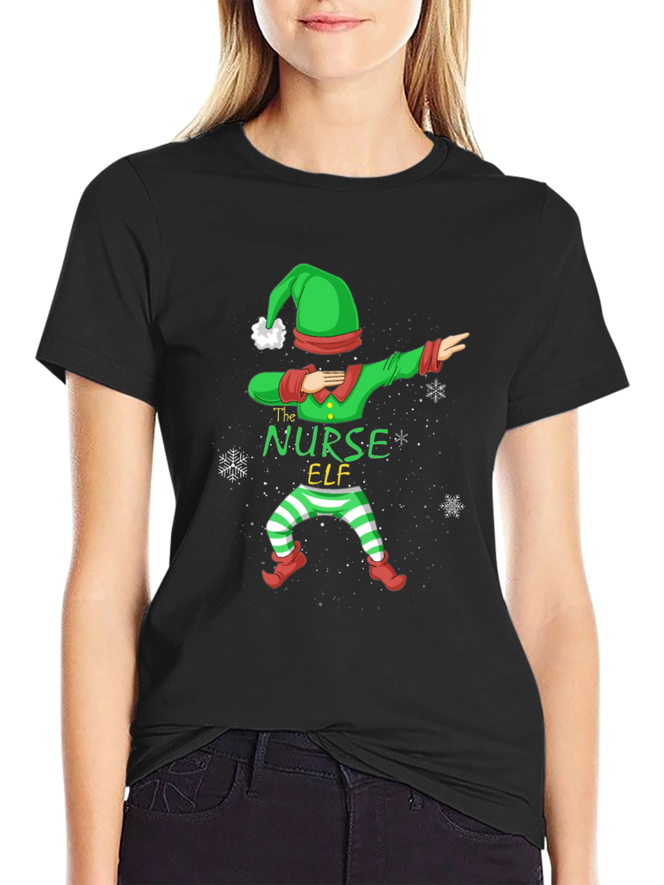 Nurse Elf Dabbing Christmas Holiday T-Shirt
