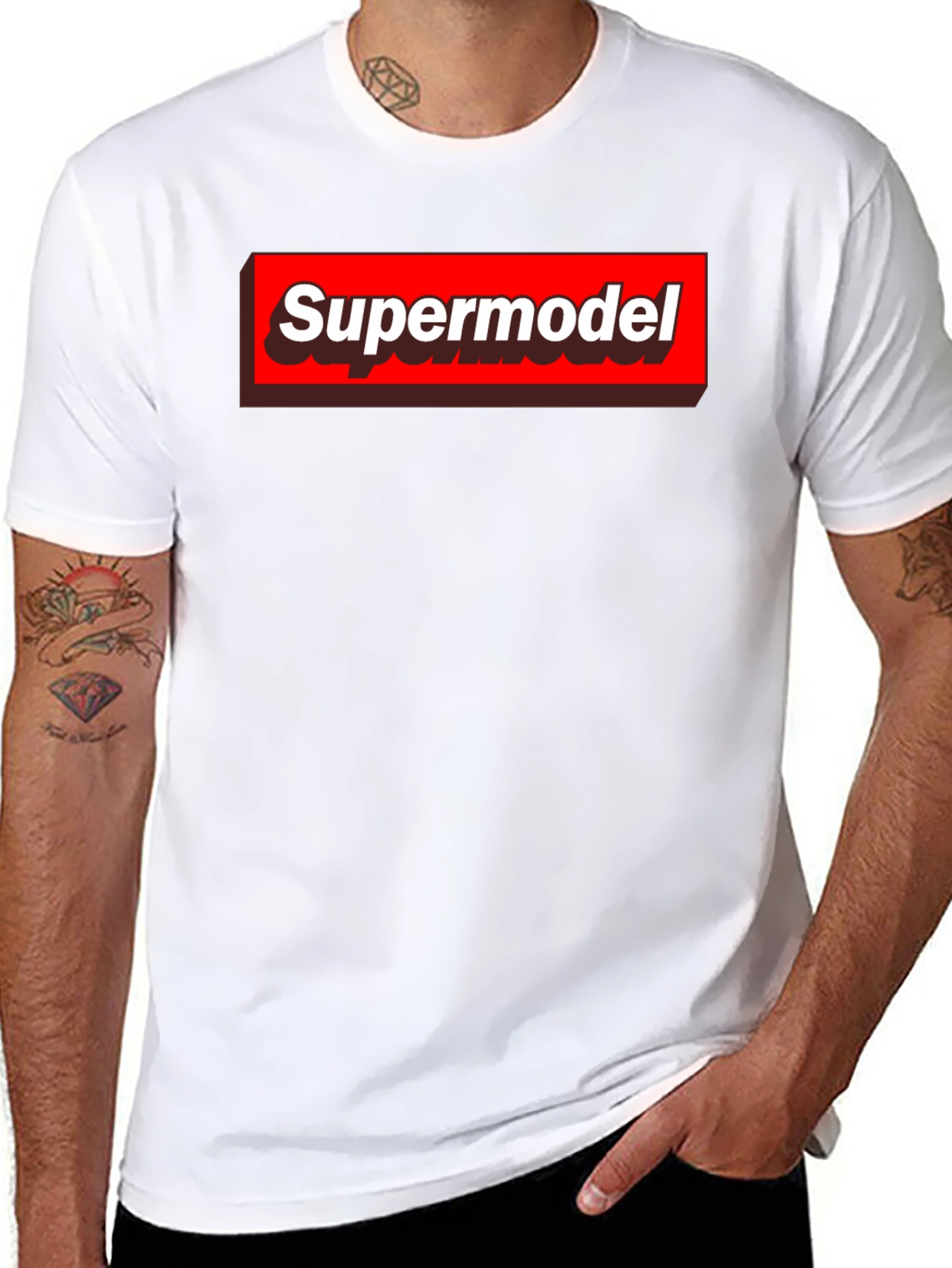 Supermodel Graphic Tee - Black Crewneck T-Shirt