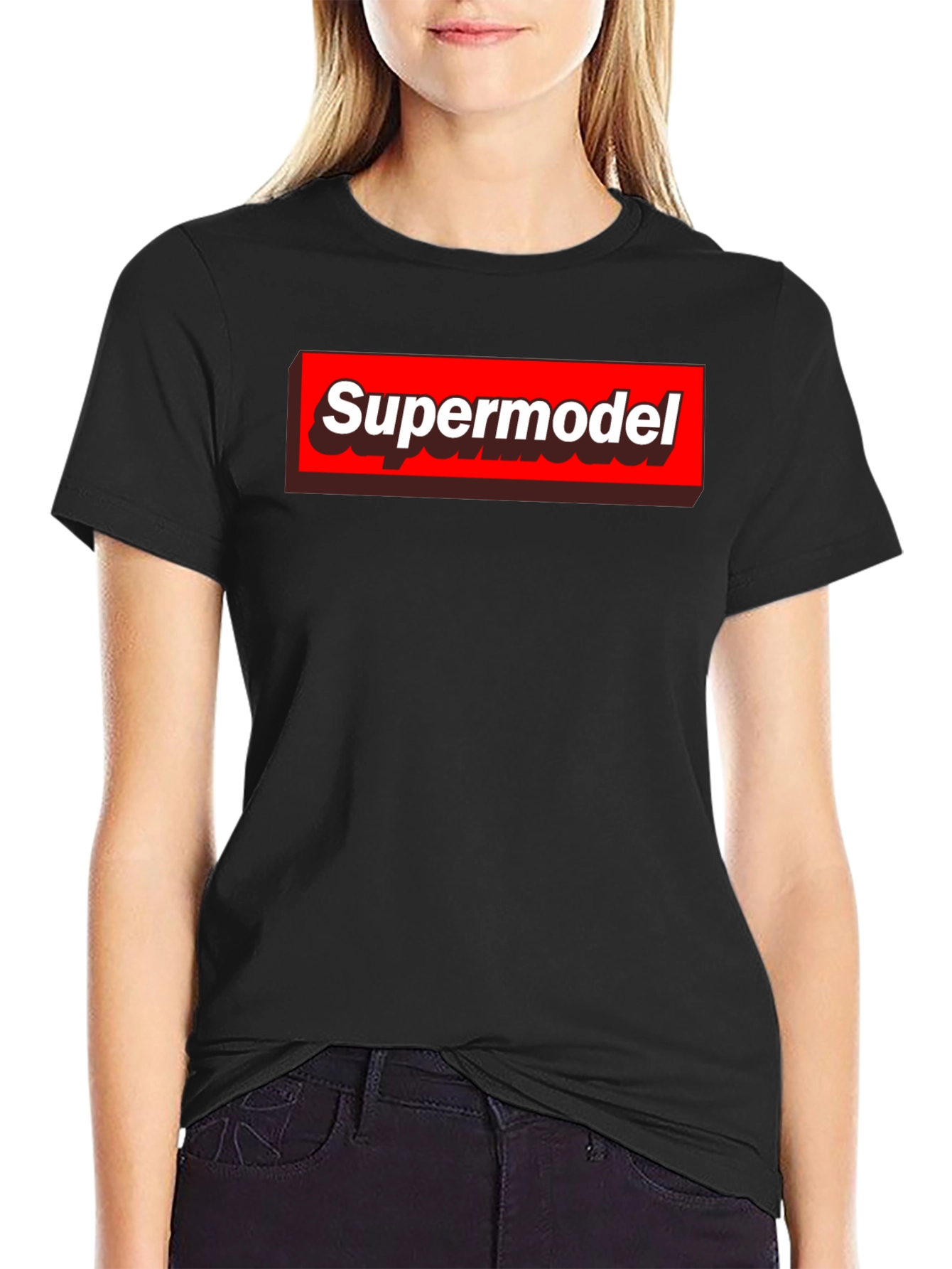 Supermodel Graphic Tee - Black Crewneck T-Shirt