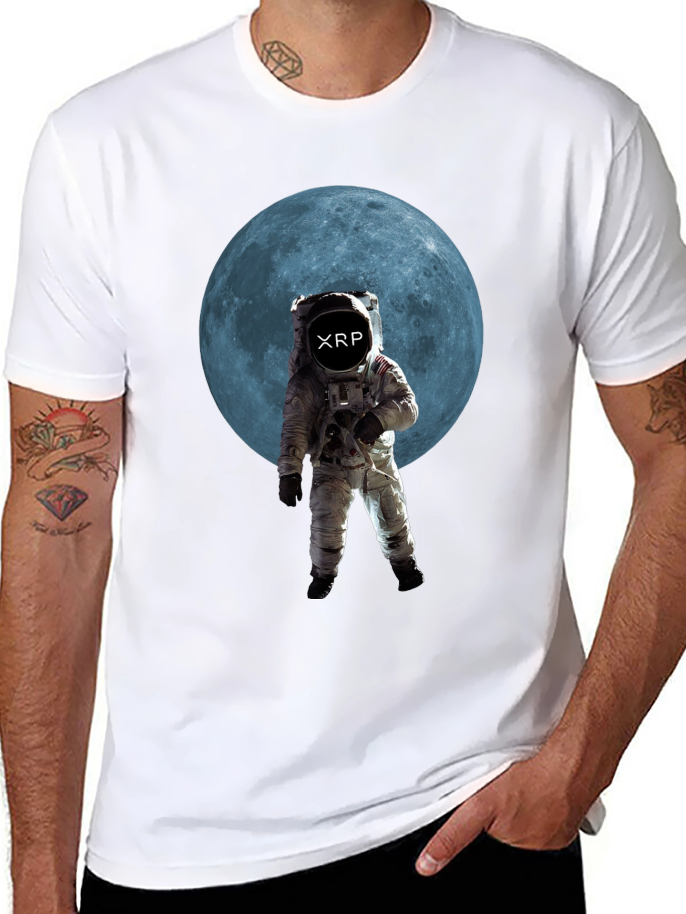 Astronaut Moon XRP Black T-Shirt