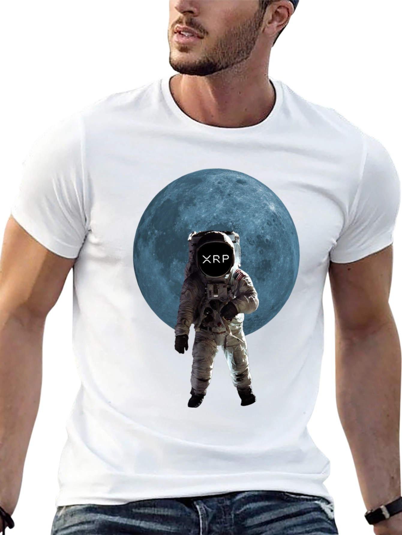 Astronaut Moon XRP Black T-Shirt
