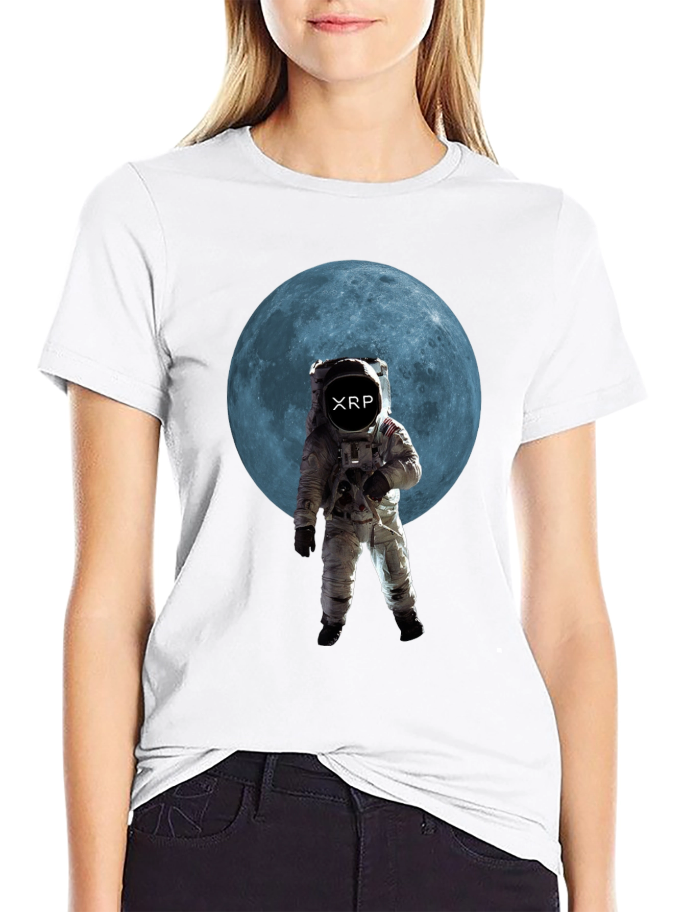 Astronaut Moon XRP Black T-Shirt