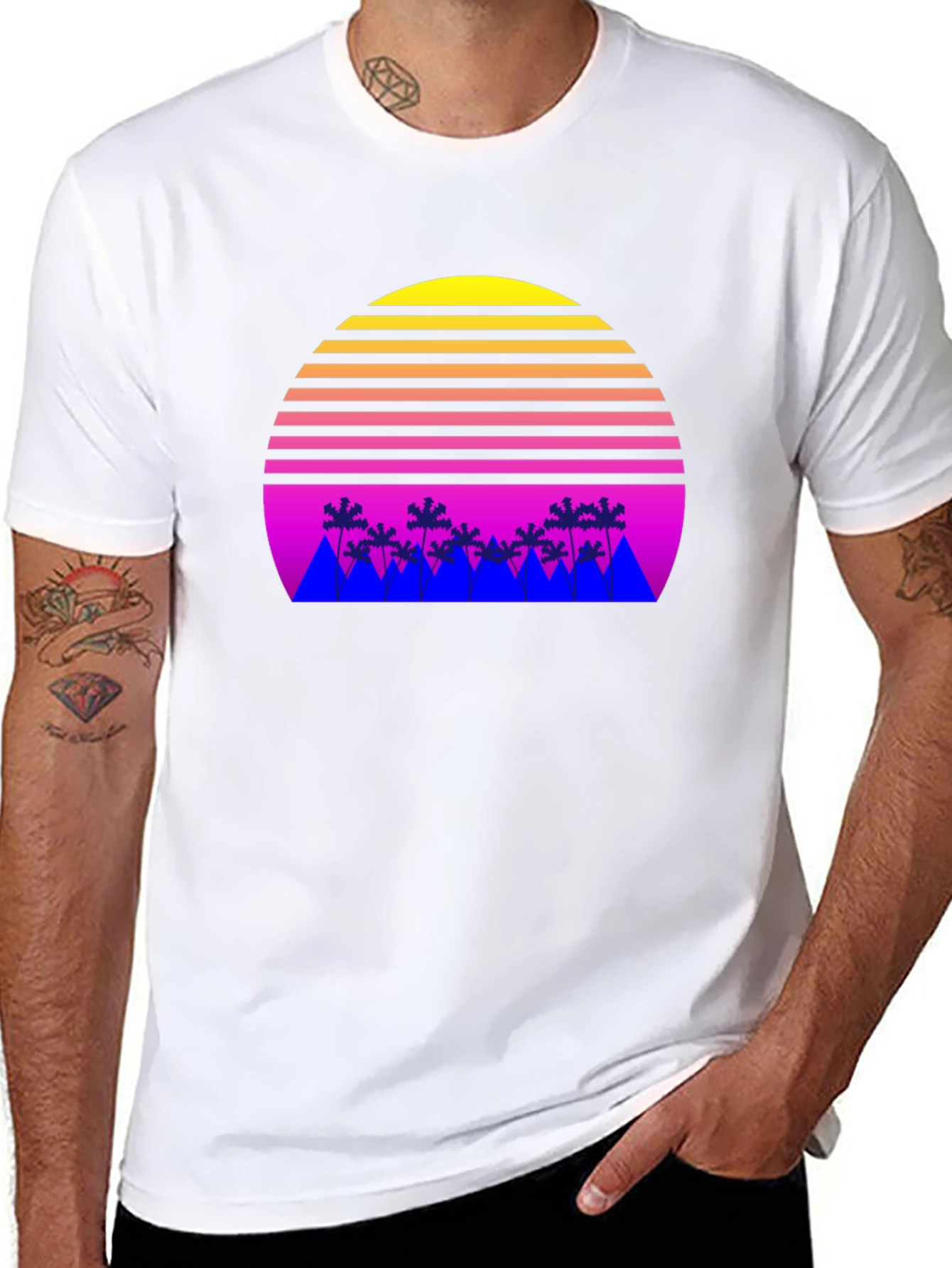 Retro Sunset Palm Tree T-Shirt
