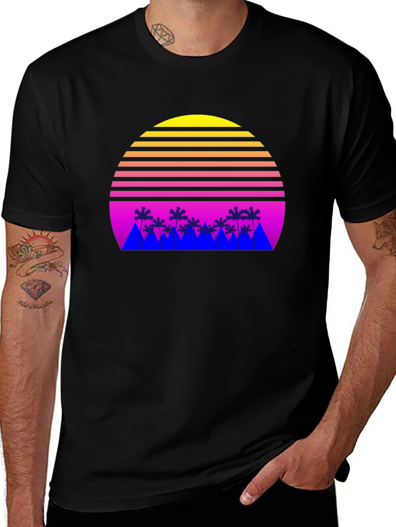 Retro Sunset Palm Tree T-Shirt