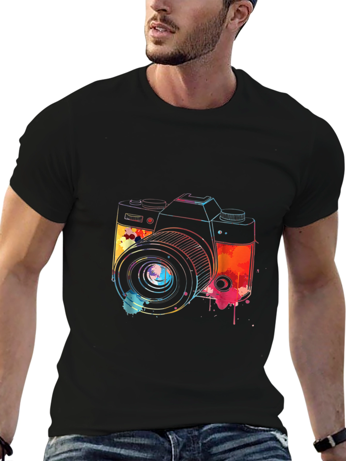 Watercolor Camera Graphic T-Shirt