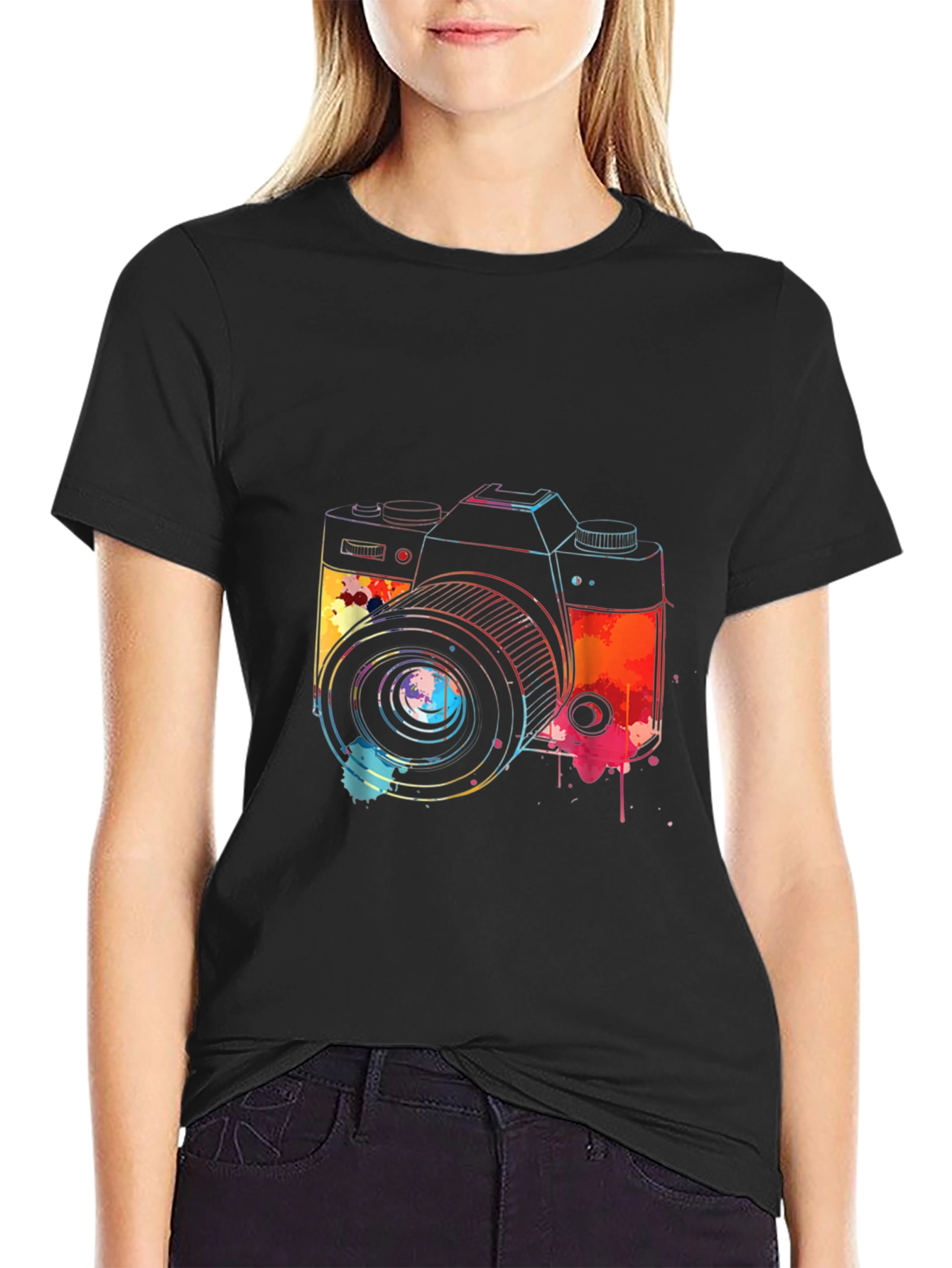 Watercolor Camera Graphic T-Shirt