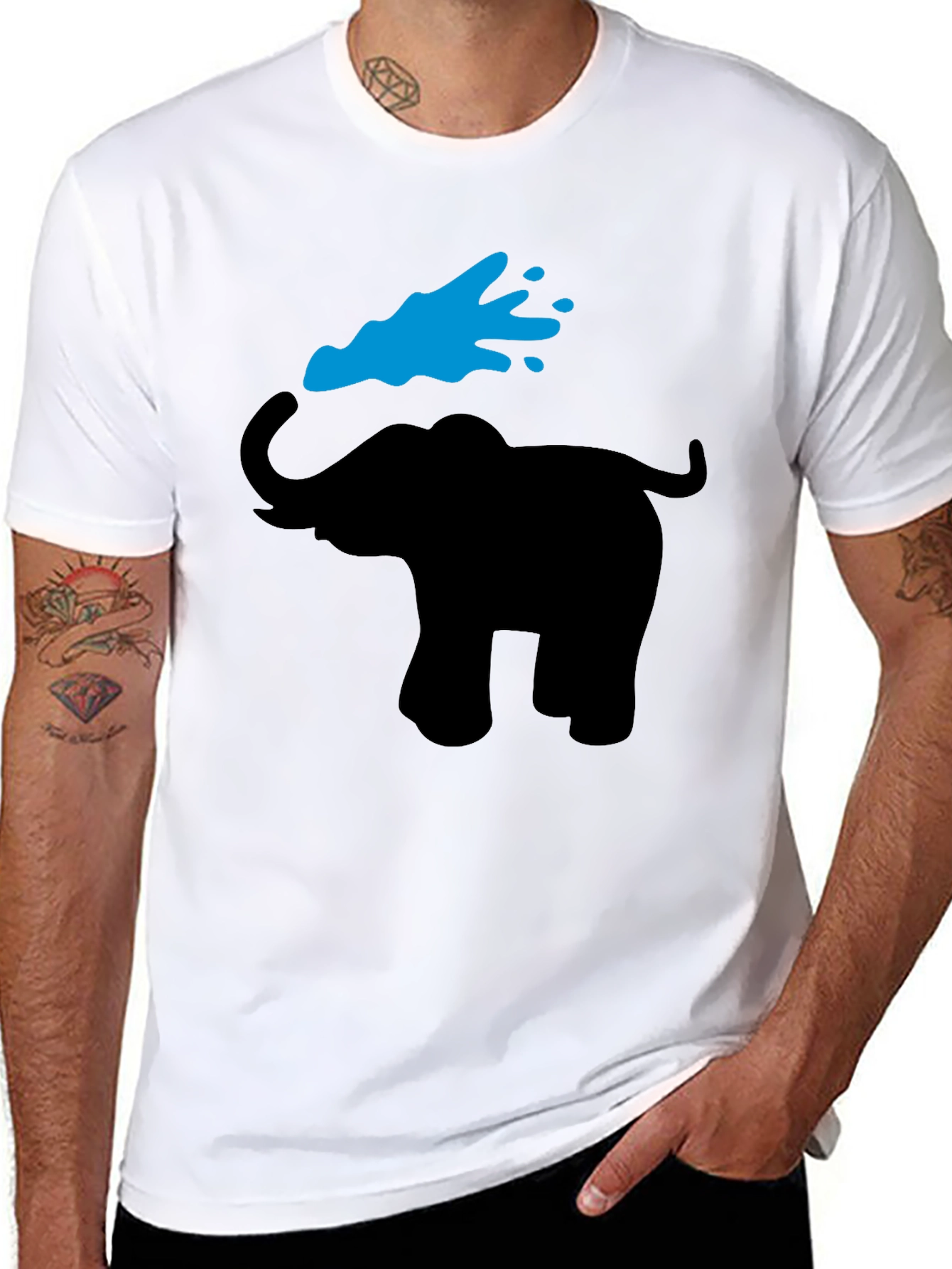 Elephant Graphic Tee - Black Cotton T-Shirt