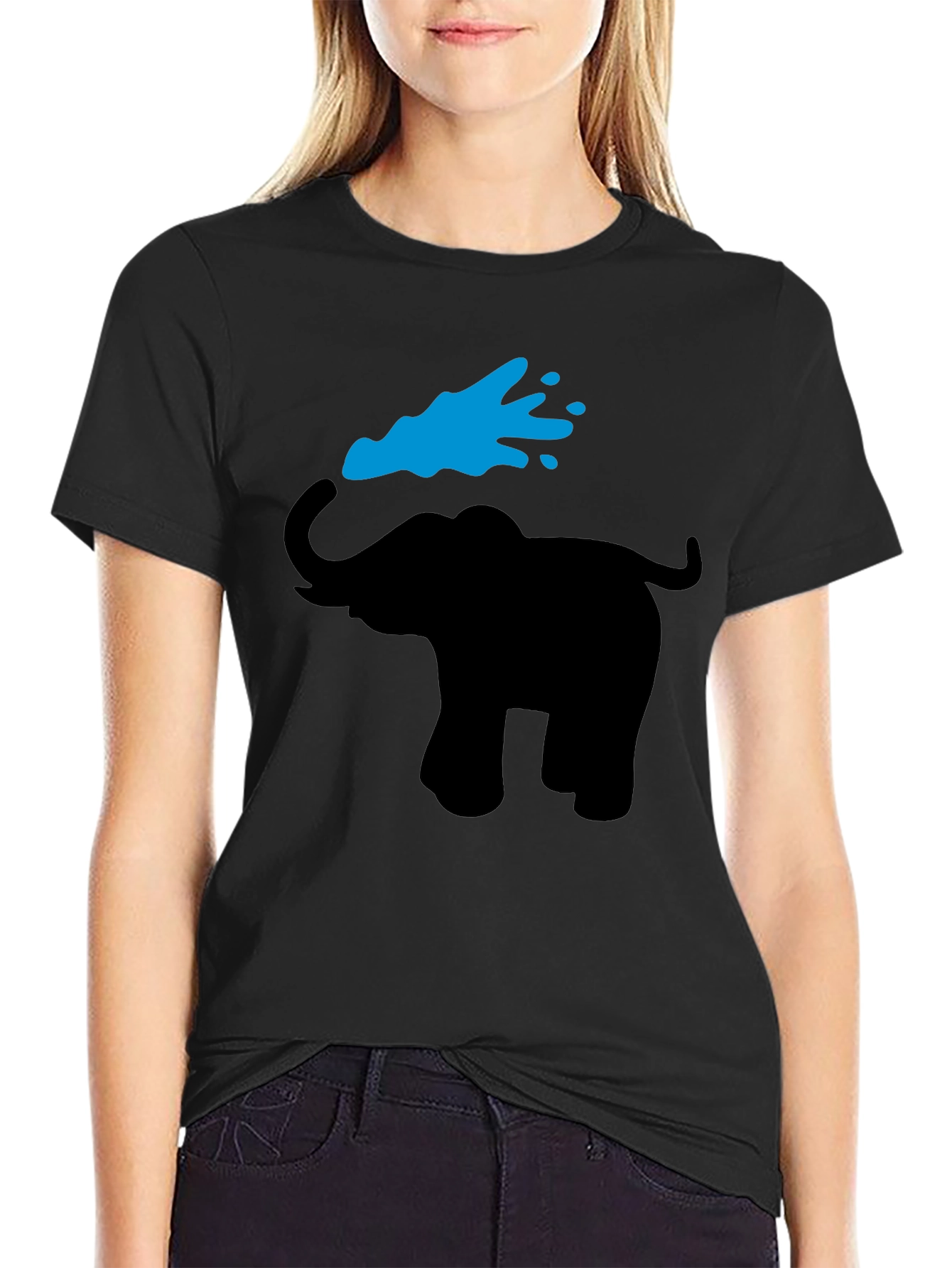 Elephant Graphic Tee - Black Cotton T-Shirt