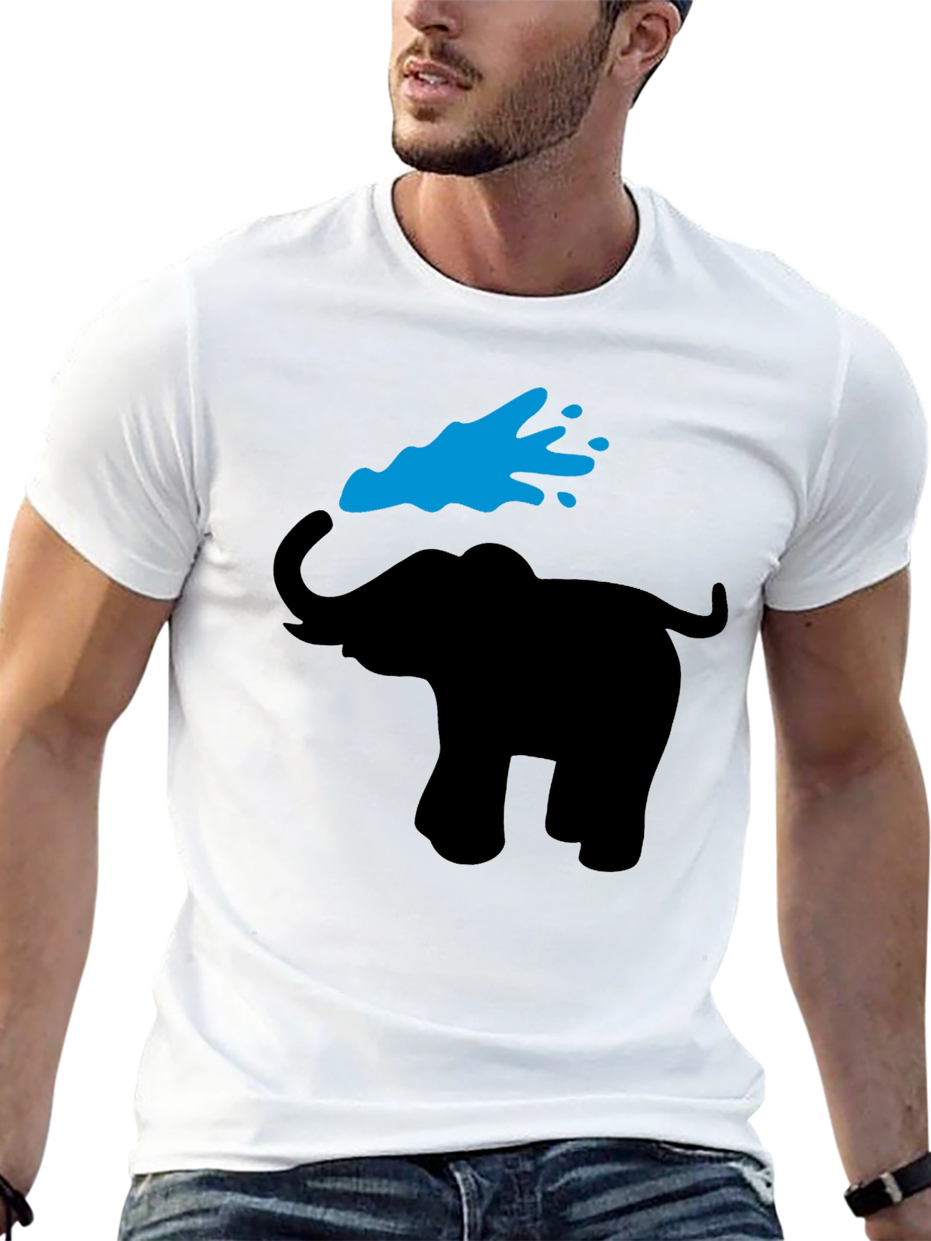 Elephant Graphic Tee - Black Cotton T-Shirt