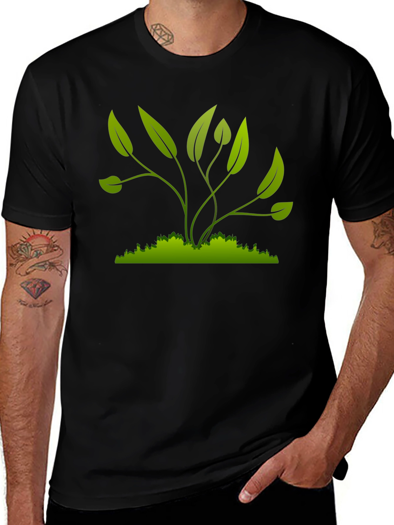 Green Plant Graphic T-Shirt - Nature Inspired Style