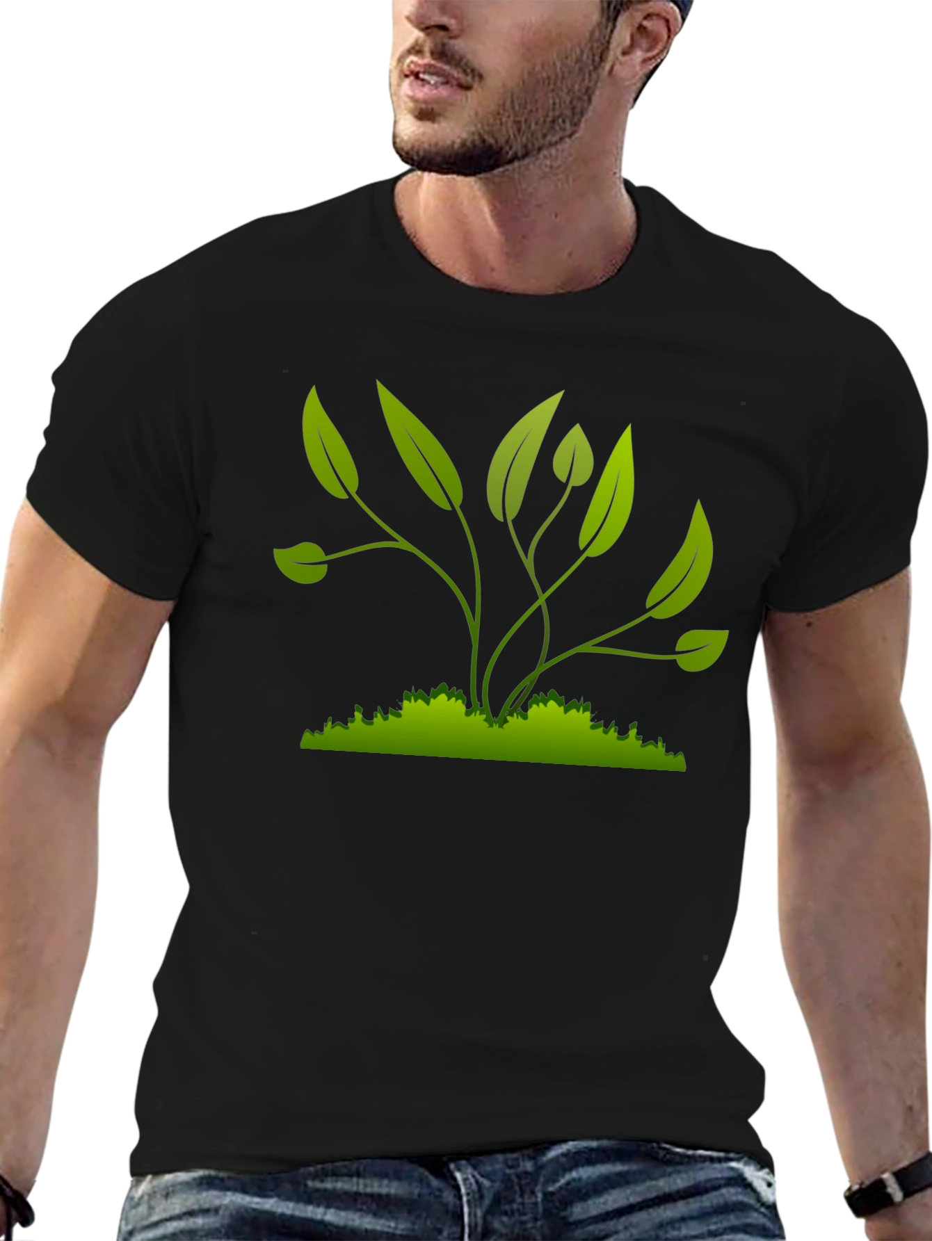Green Plant Graphic T-Shirt - Nature Inspired Style