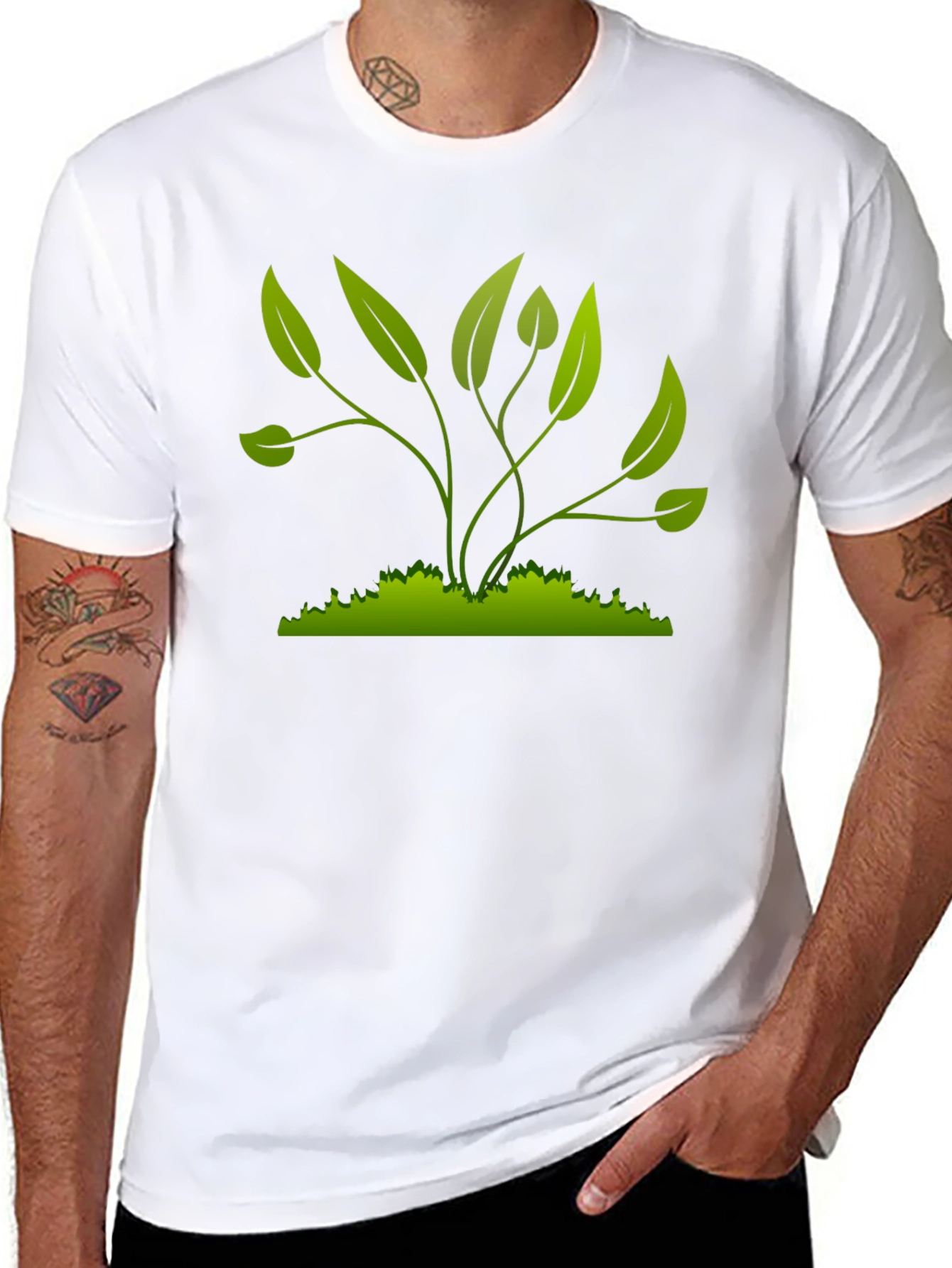Green Plant Graphic T-Shirt - Nature Inspired Style