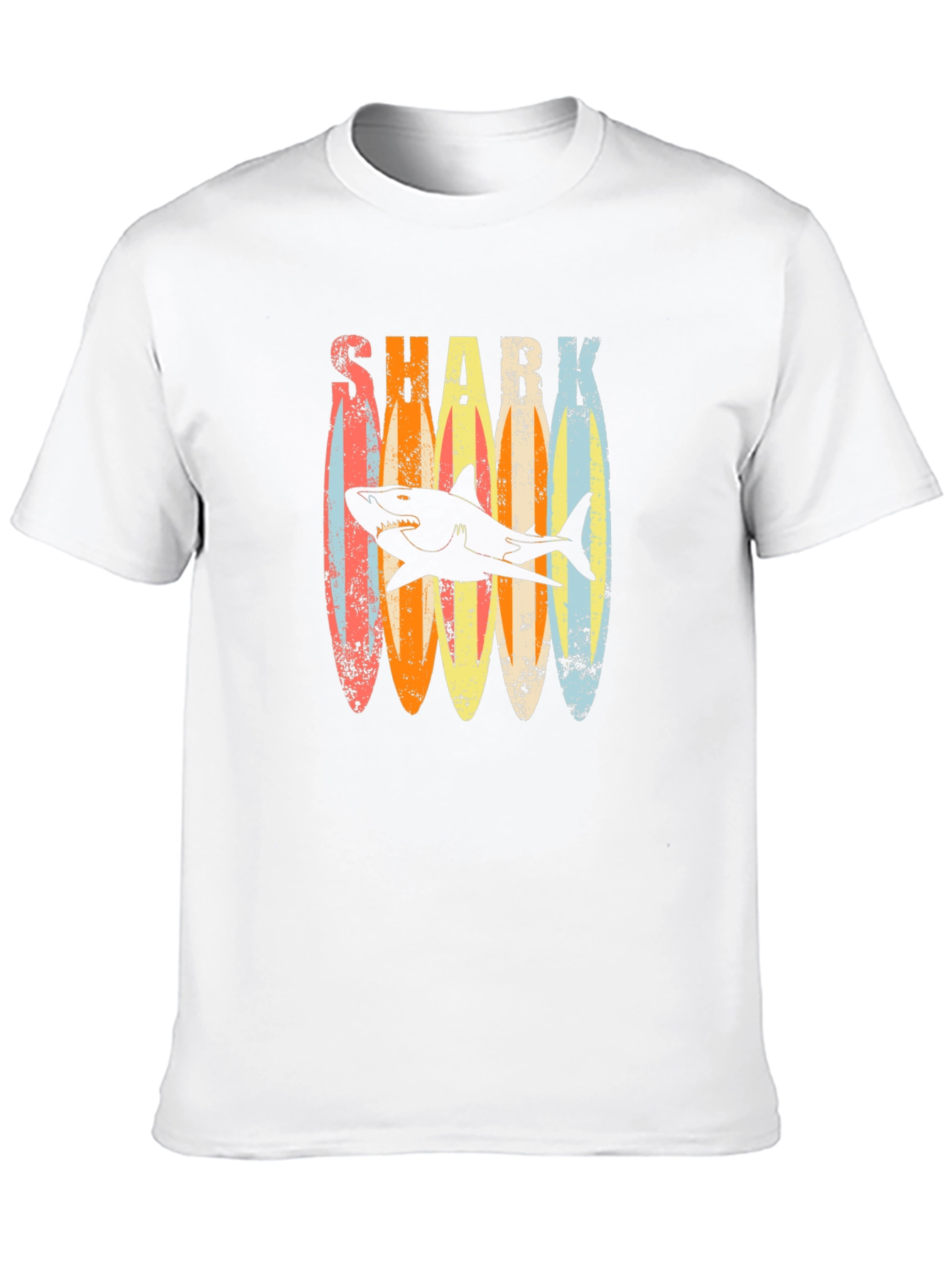 Retro Shark Surfboard T-Shirt - Casual Graphic Tee