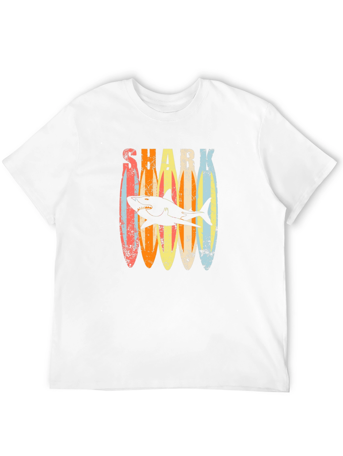 Retro Shark Surfboard T-Shirt - Casual Graphic Tee