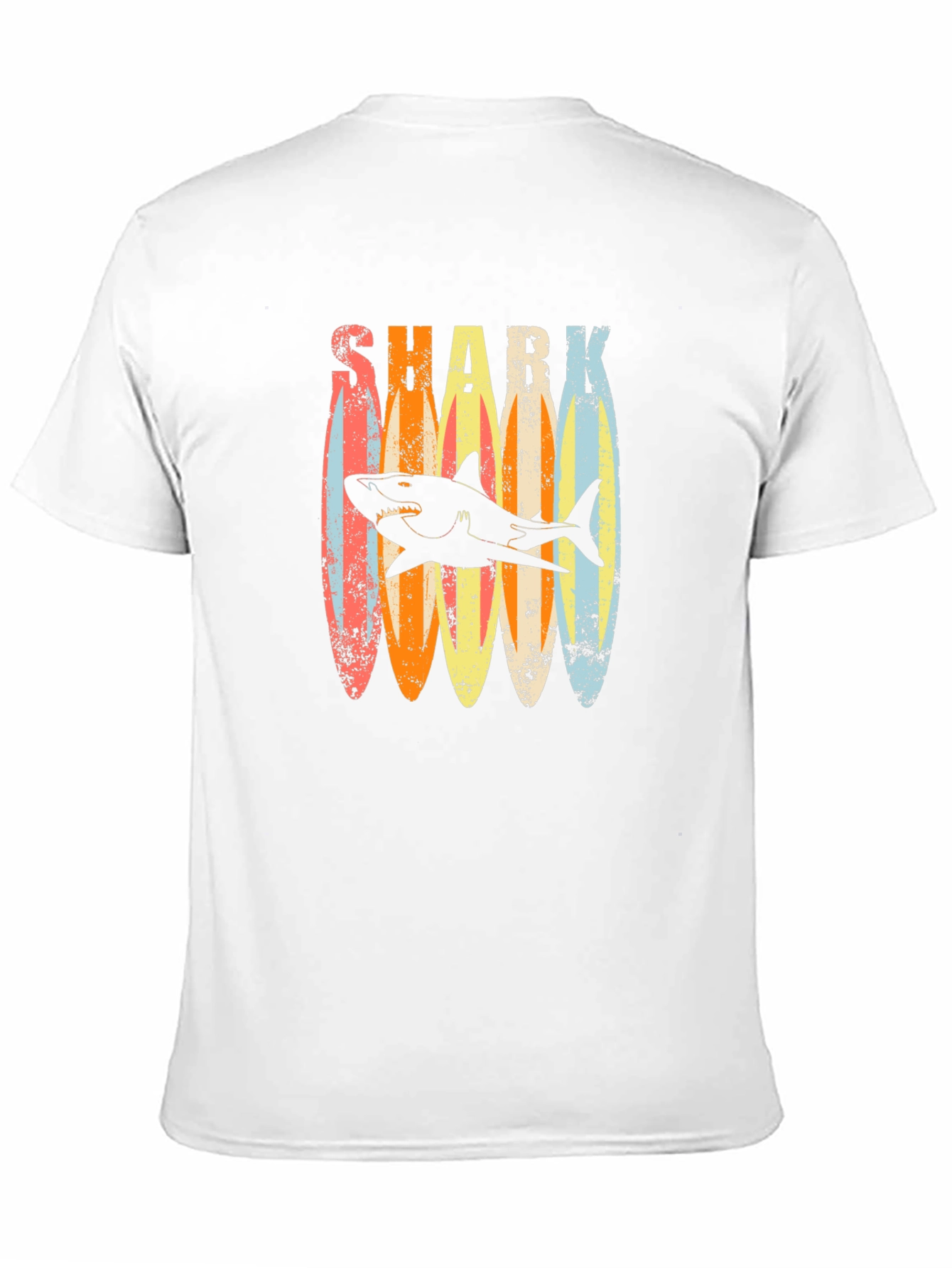 Retro Shark Surfboard T-Shirt - Casual Graphic Tee