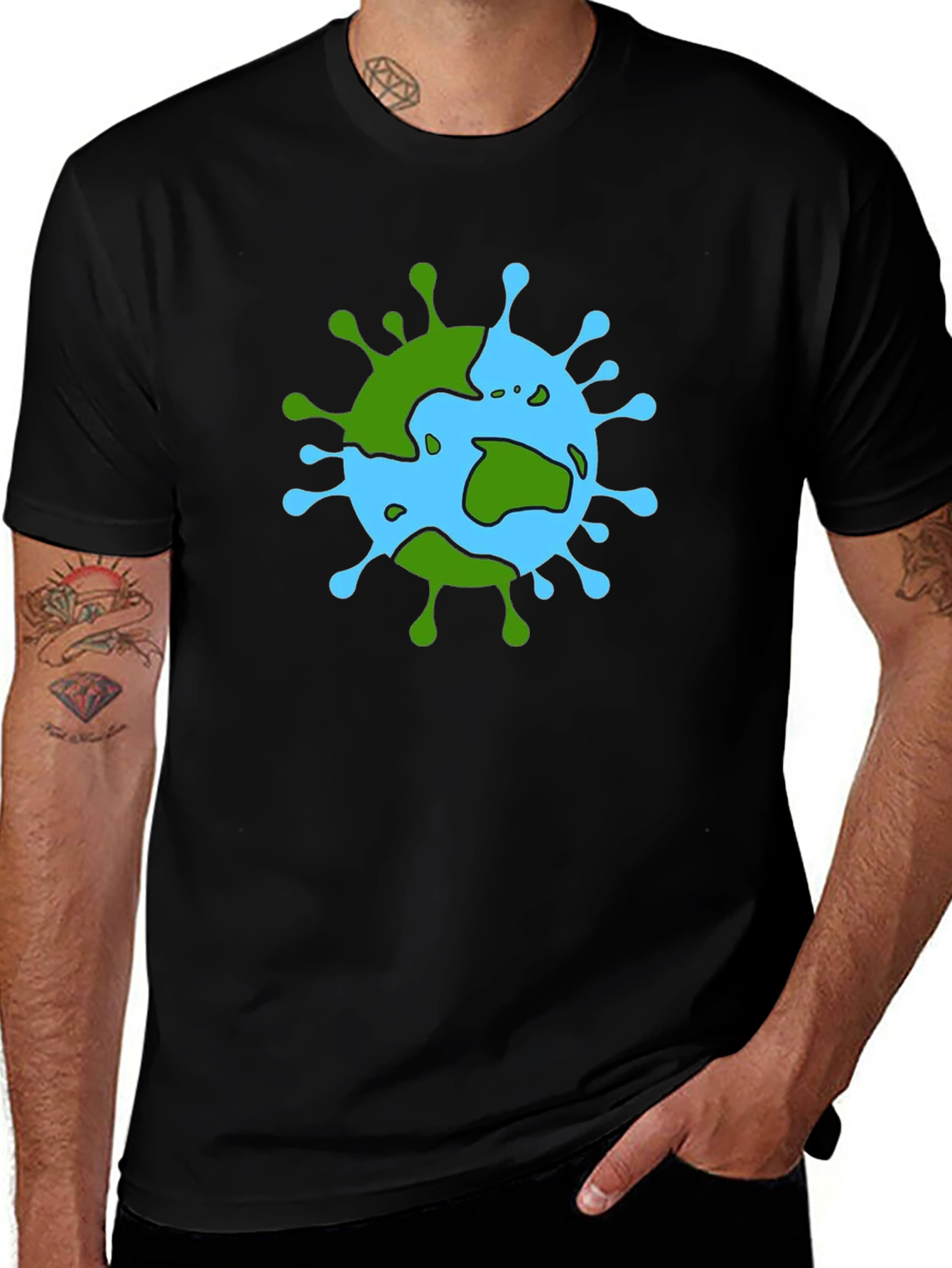 Earth Virus Graphic T-Shirt - Black Cotton Tee