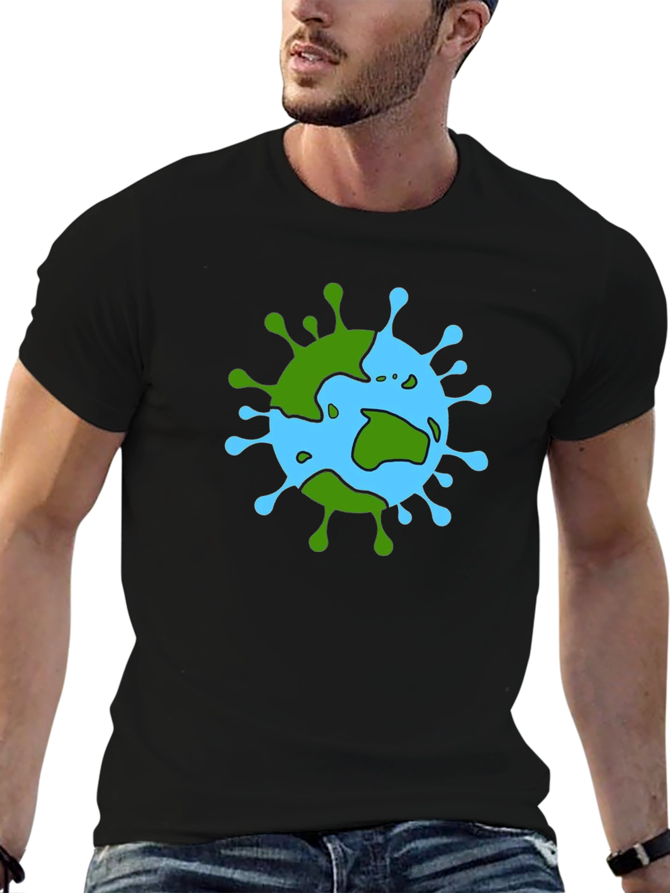 Earth Virus Graphic T-Shirt - Black Cotton Tee