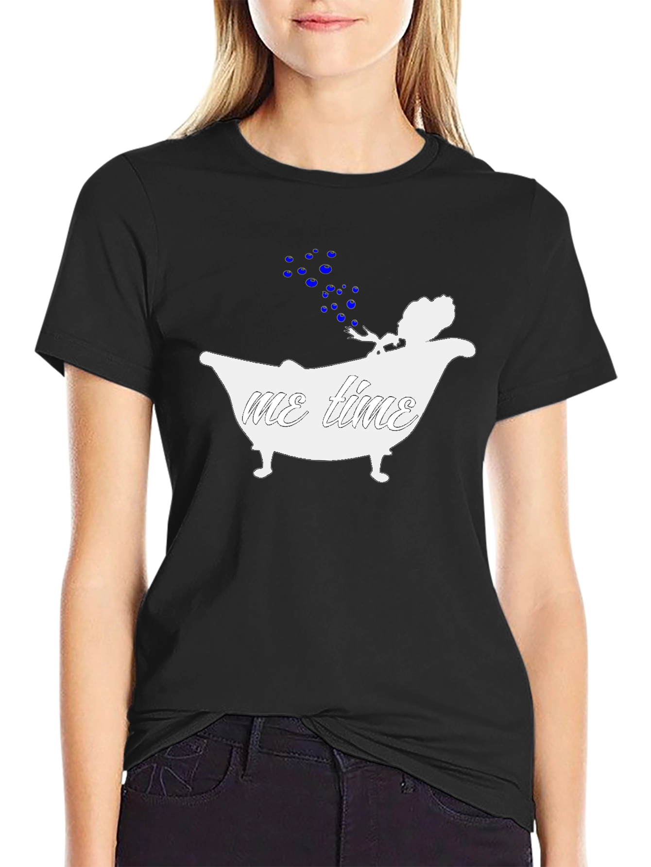 Relaxing Me Time Black Cotton T-Shirt