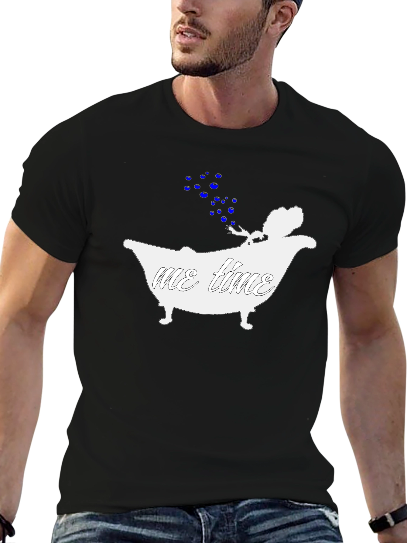 Relaxing Me Time Black Cotton T-Shirt