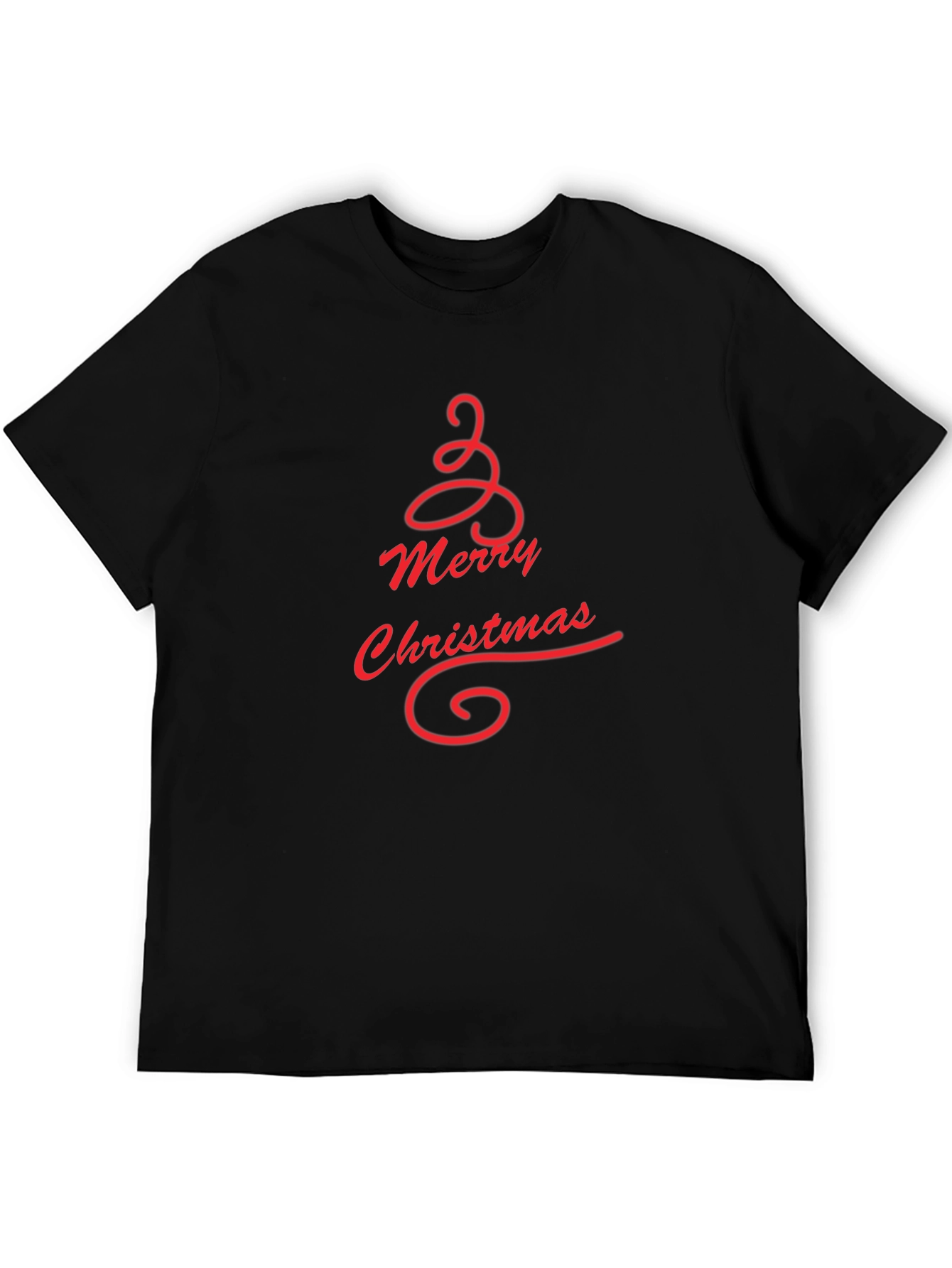 Merry Christmas Tree Graphic Tee - Black