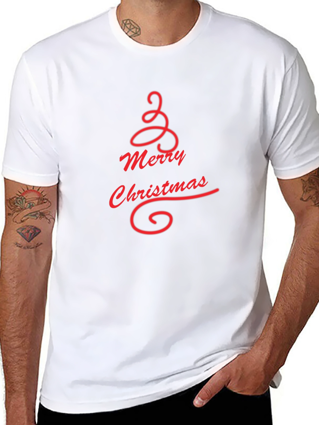 Merry Christmas Tree Graphic Tee - Black
